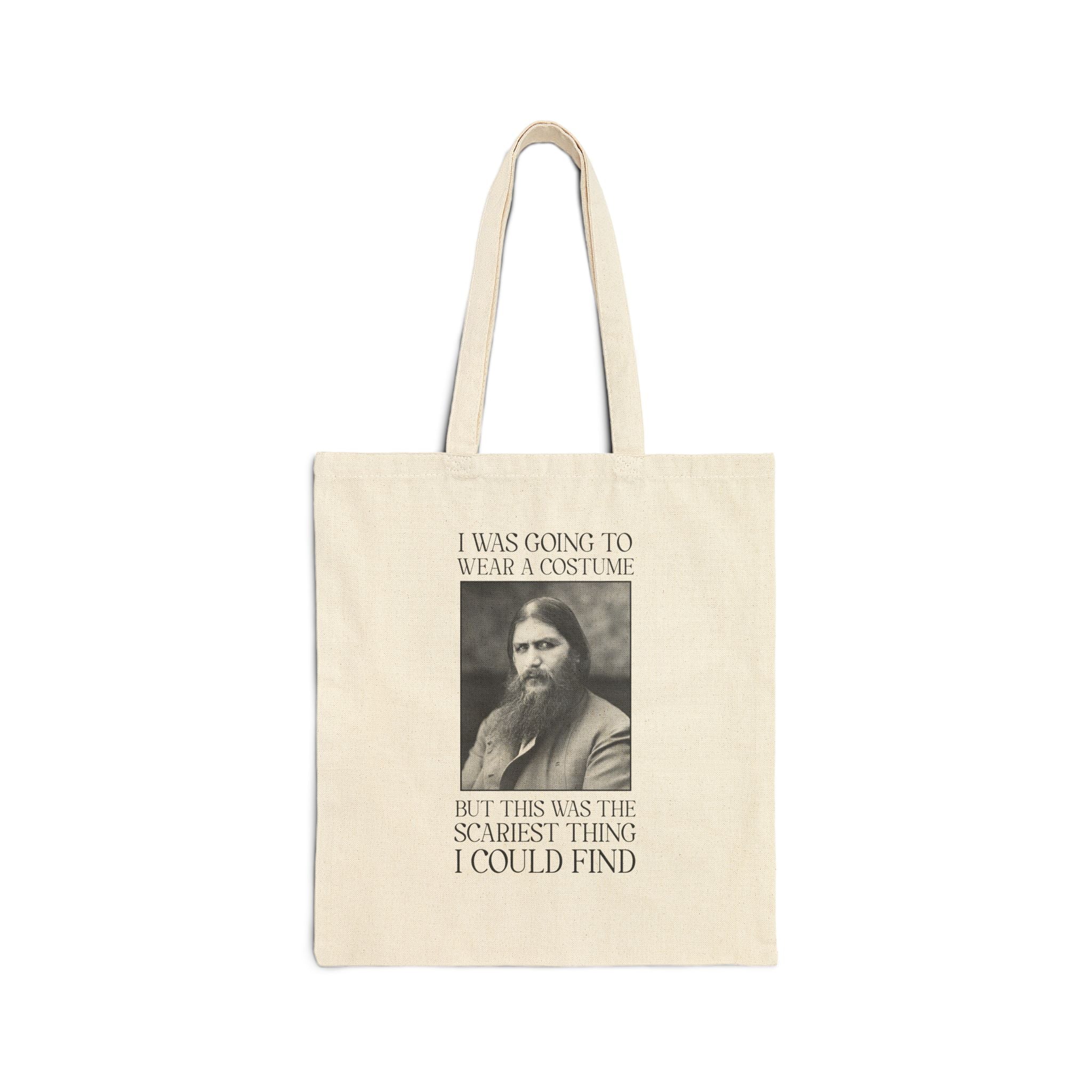 Halloween History Buff Tote Bag with Rasputin: Russian World War I Era History, Early 1900s History Lover Gift, Scariest Thing I Could Find