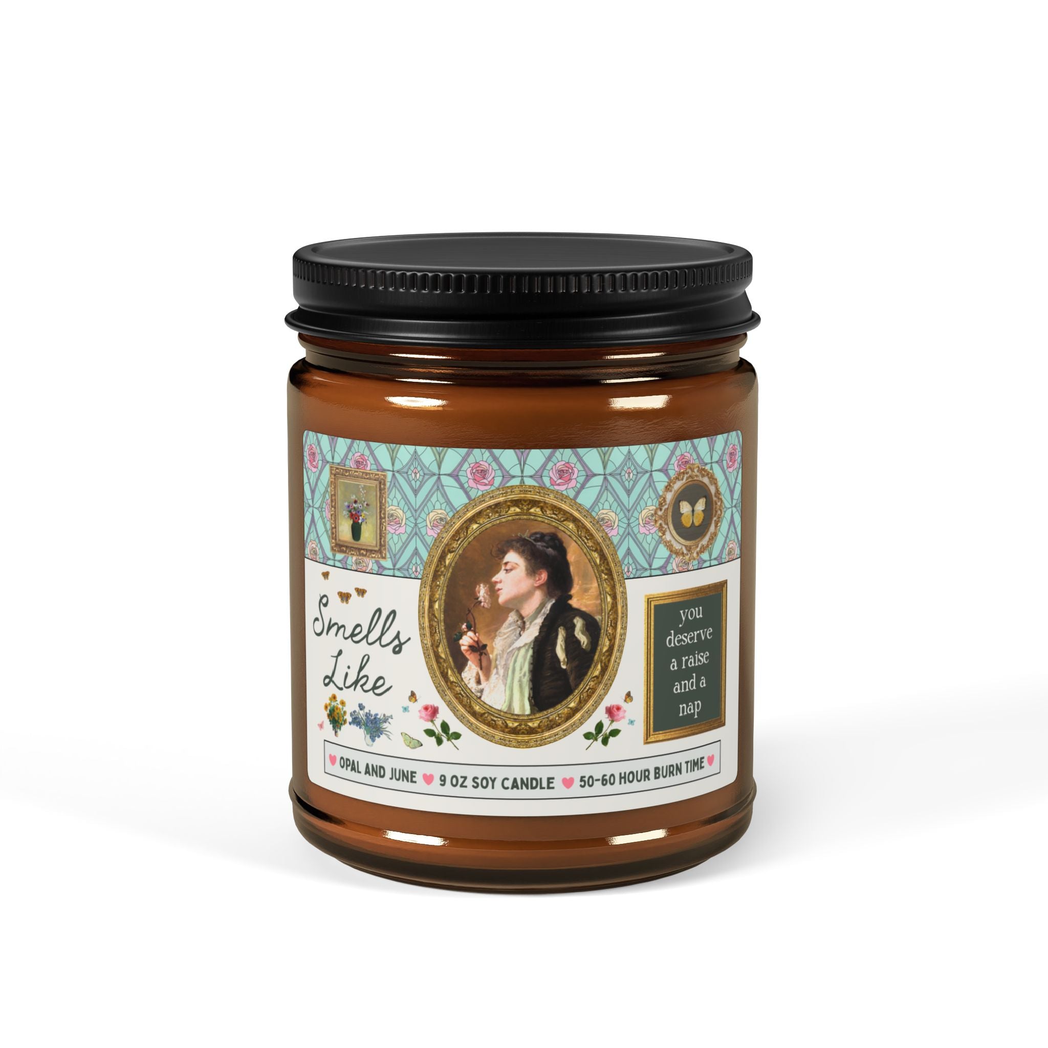 Smells Like You Deserve a Raise and a Nap: 9 oz Soy Candle Gift for Co-Worker or Friend Getting a Raise, Silly Art History Lover Famous Painting Candle