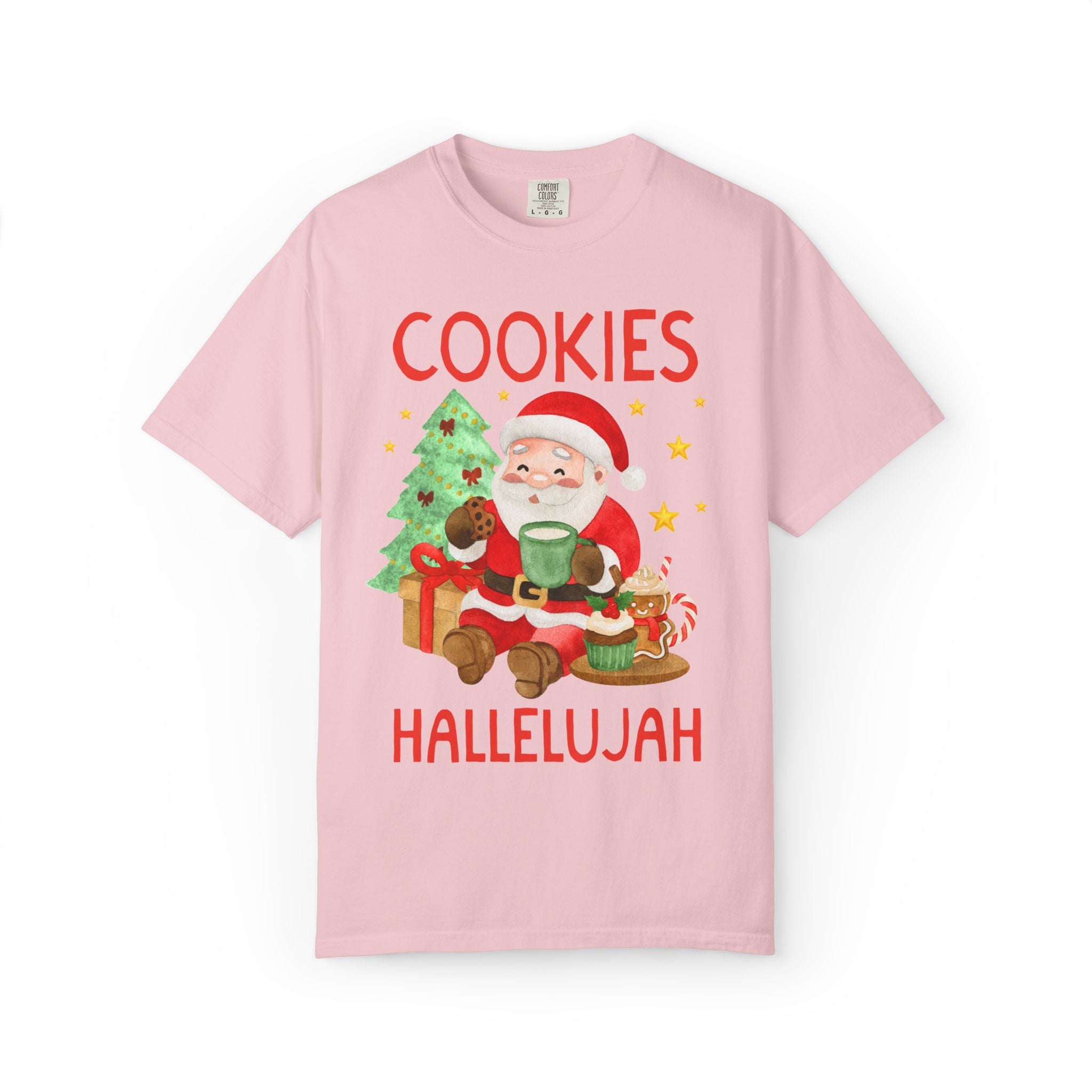Christmas Baking Lover Tee Shirt with Santa Eating Cookies: Funny Vintage Aesthetic Holiday T-Shirt for Baking Cookies on Christmas Eve