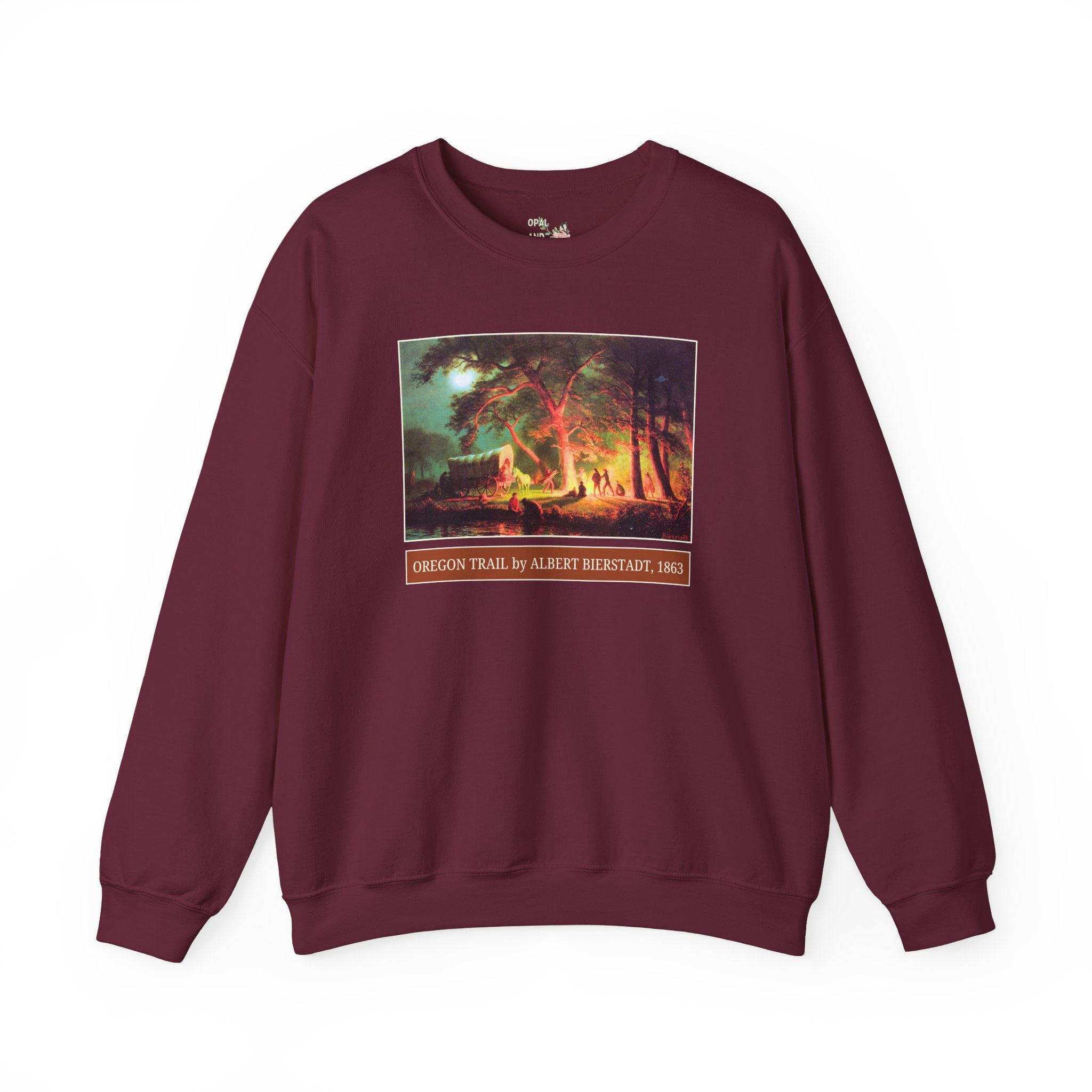Oregon Trail Campfire by Albert Bierstadt Art History Lover Sweatshirt: Famous Painting of American West History, Westward Expansion History