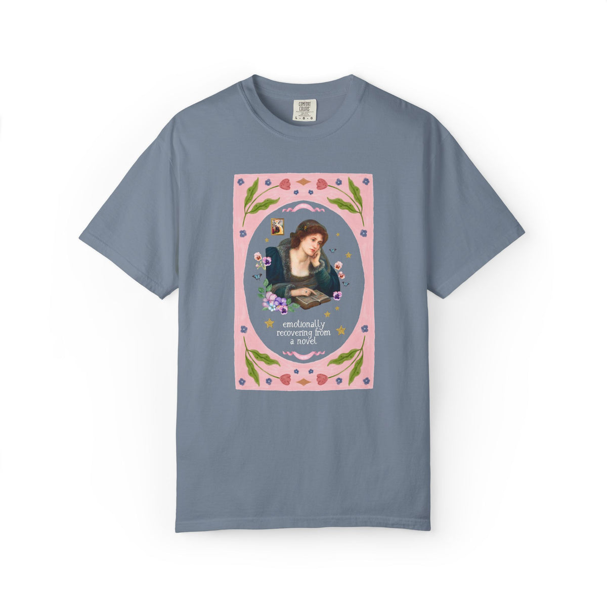 Emotionally Recovering From a Novel Art History Tee: Colorful Maximalist Book Lover T-Shirt of Woman Reading a Book