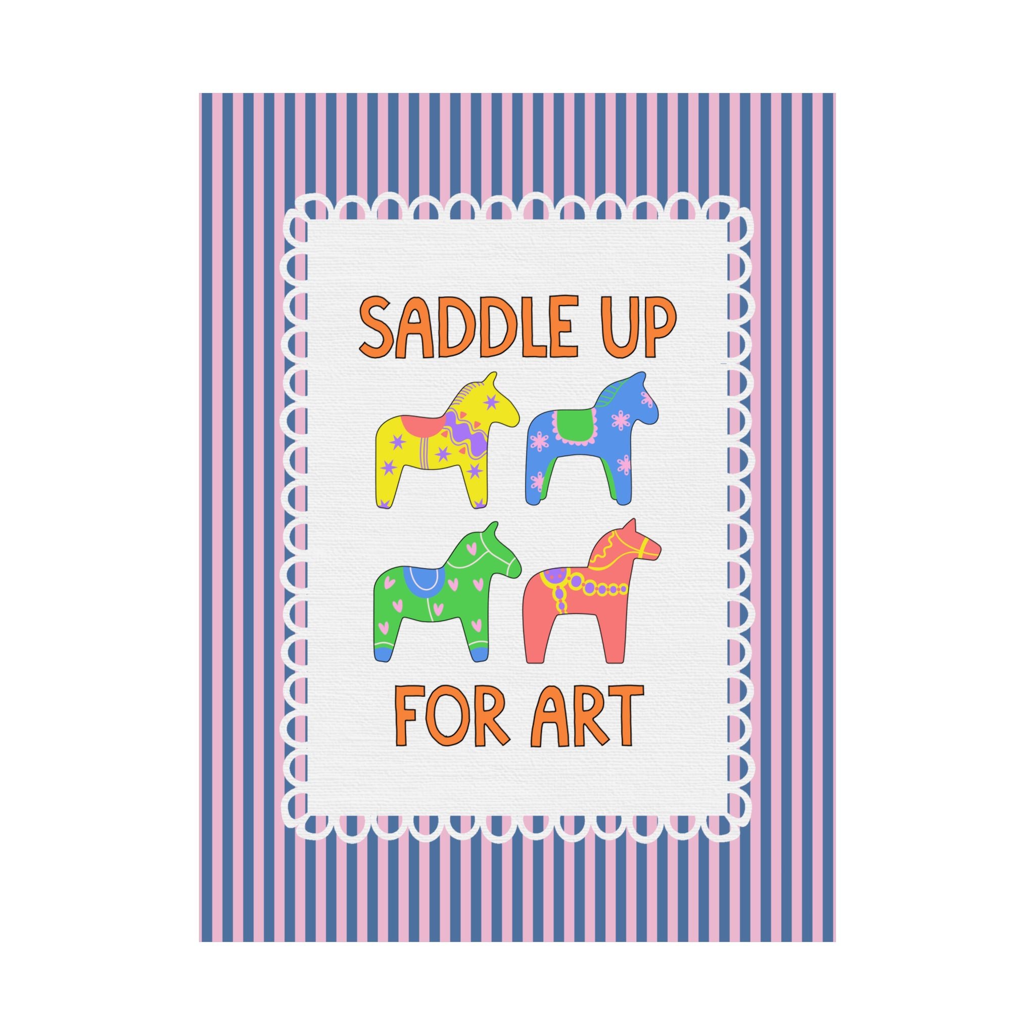 Saddle Up for Art: Cute Teacher Poster Print for Art Teacher, Back to School Gift, Silly Dreamcore Western Aesthetic Horse Poster Print