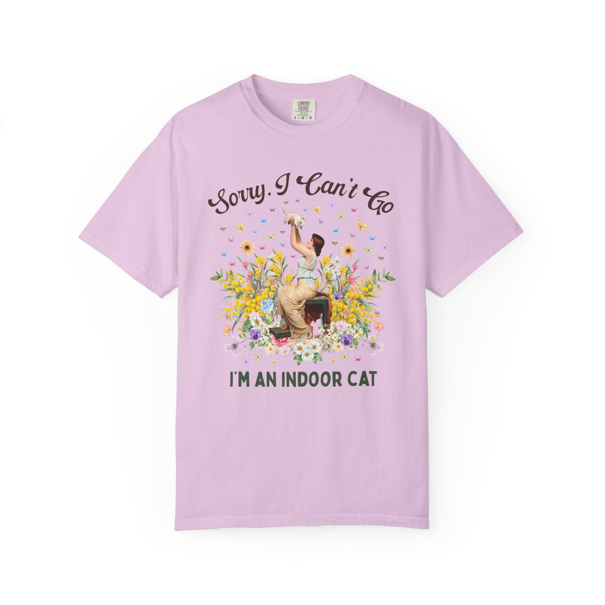Sorry I Can't Go, I'm an Indoor Cat: Silly Art History Buff T-Shirt for Art Historian or Introverted Cat Mom or Cat Dad