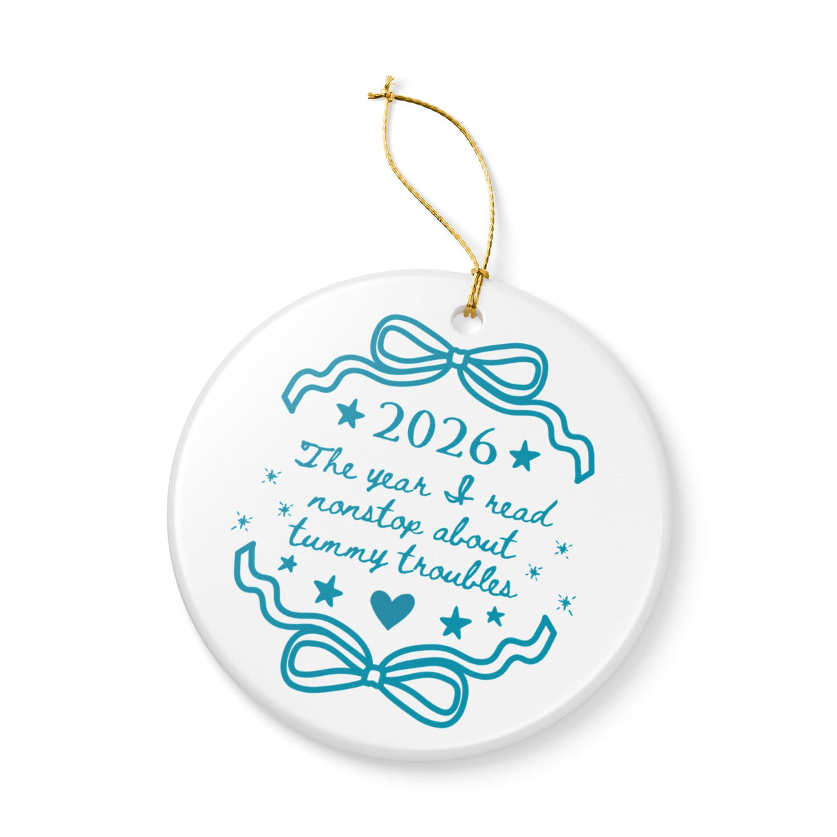 2026: The Year I Read Nonstop About Tummy Troubles | Funny Book Love Ornament for Friend with Anxiety or GERD Reflux Issues, Tummy Ache Survivor