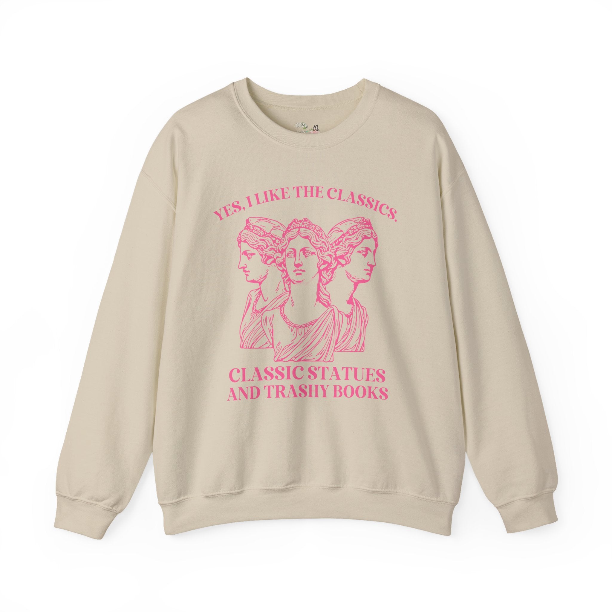 Funny Book Lover Gift Idea for Friend Who Loves Classic Statues and Trashy Books, Silly Bookworm Shirt for Library, Romance Reader Sweatshirt