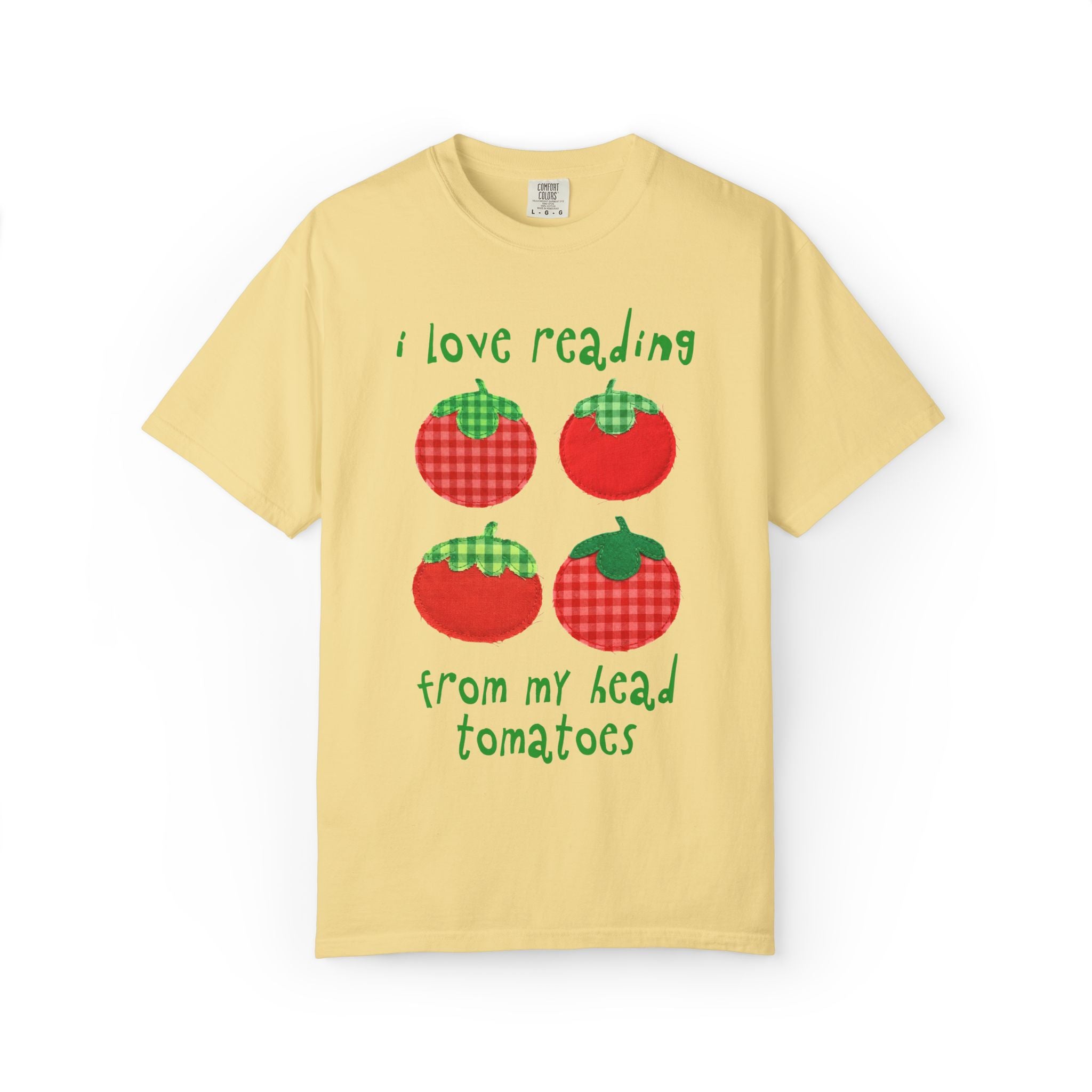 Bookish Gardening School Librarian Tee Shirt: I Love Reading from My Head Tomatoes, Cute Vegetable Gardener, Tomato Lover, Back to School