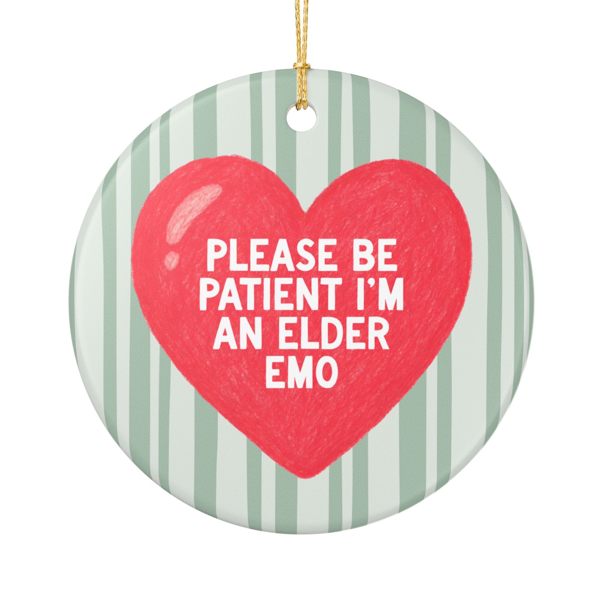 Early 2000s Teenager Gift for Friend Who Loves Emo Music: Please Be Patient I'm an Elder Emo Holiday Ornament for Parents, Music Lover Gift