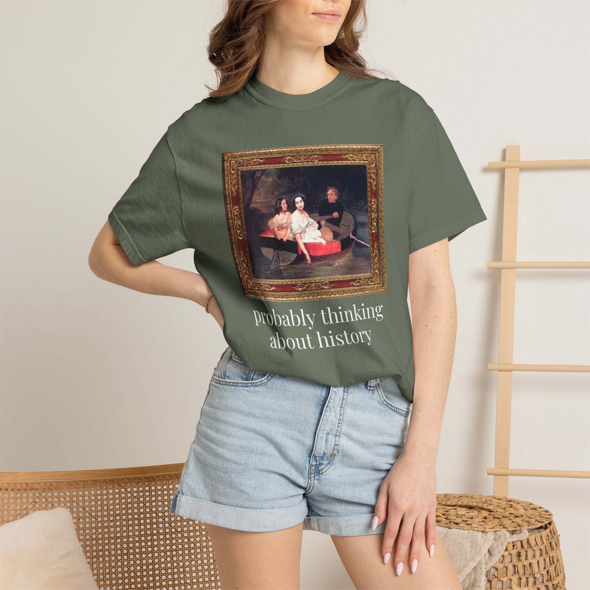 Probably Thinking About History Tee Shirt with Famous Painting: Cute Art History Buff or History Professor T-Shirt for History Lover
