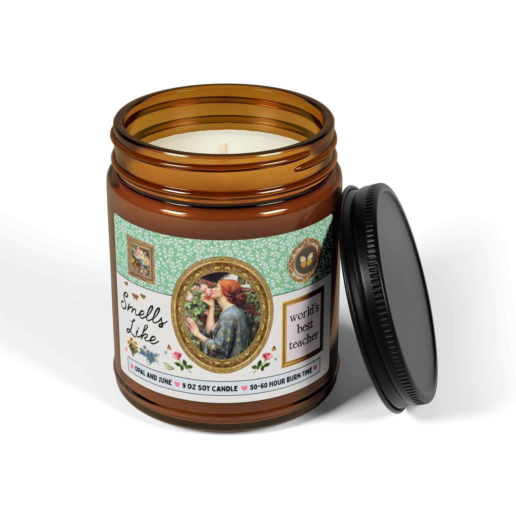 Smells Like World's Best Teacher: 9 Oz Soy Candle Teacher Appreciation Gift for Friend Who Teaches Elementary School or High School, Cute Teacher Gift