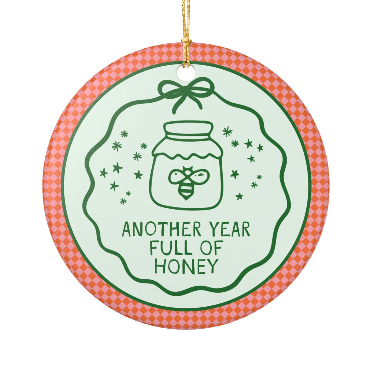 Another Year Full of Honey Christmas Ornament: Cute Retro Holiday Ornament for Friend Who Raises Bees, Funny Honey Lover Gift