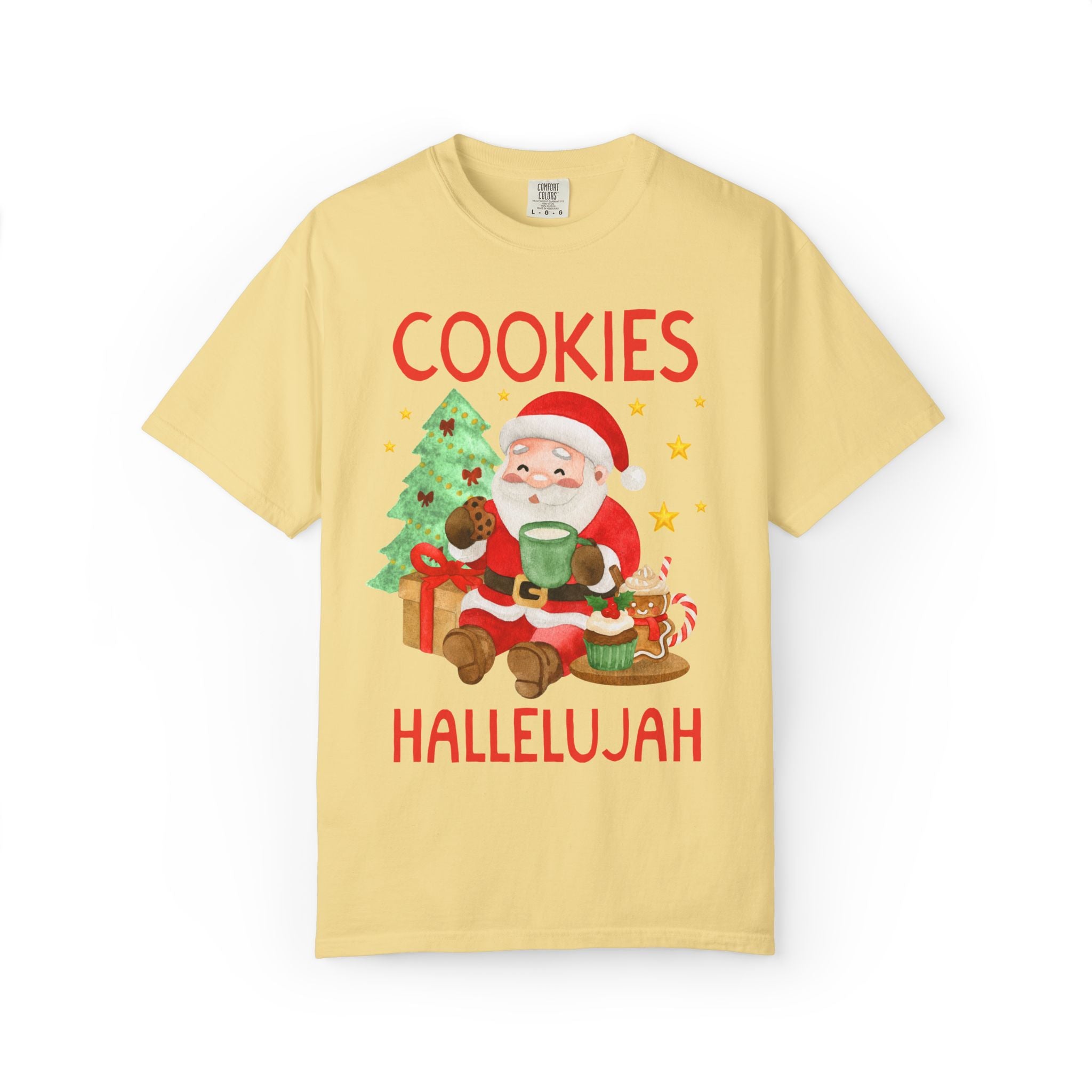 Christmas Baking Lover Tee Shirt with Santa Eating Cookies: Funny Vintage Aesthetic Holiday T-Shirt for Baking Cookies on Christmas Eve