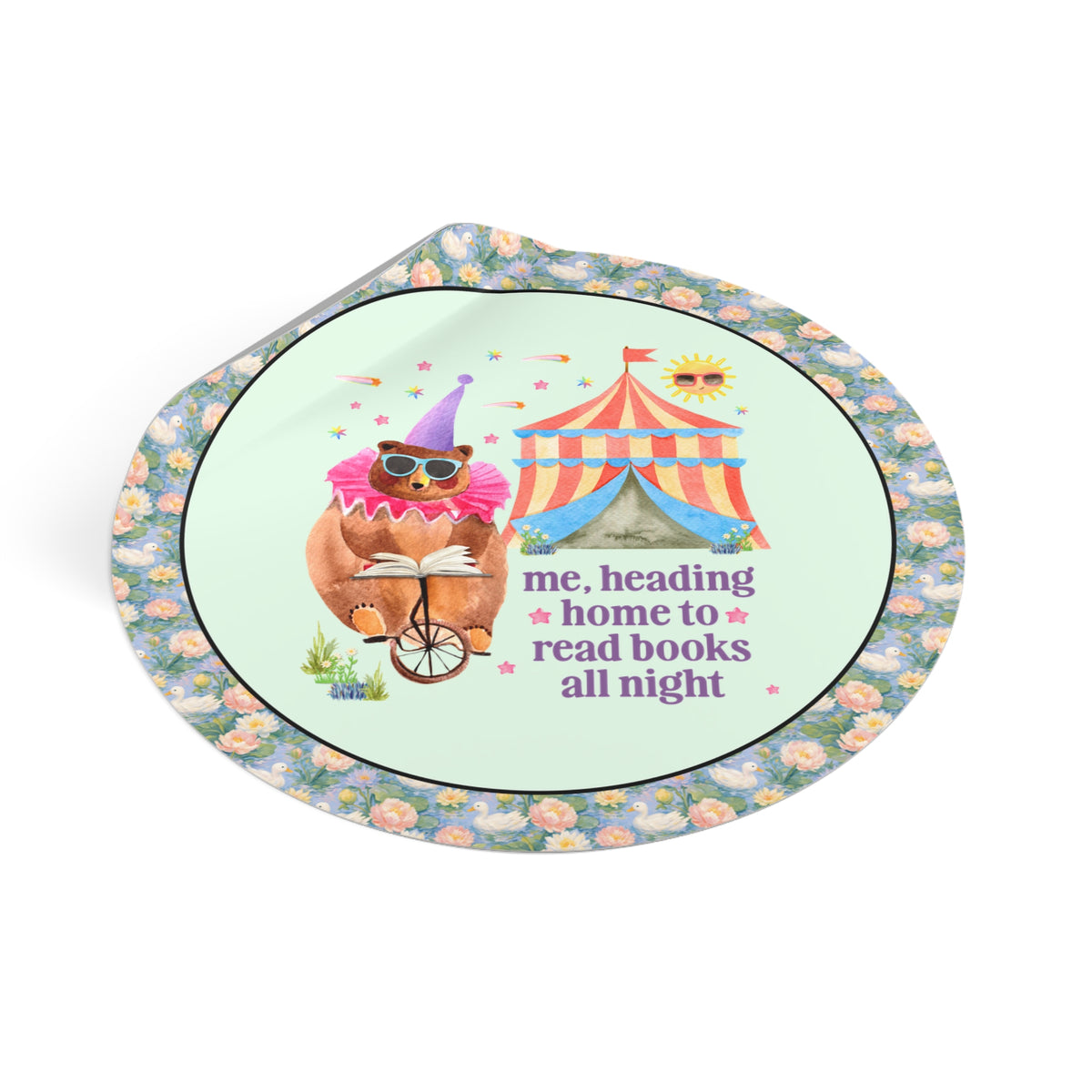 Me, Heading Home to Read Books All Night: Cute Dreamcore Bear Sticker for Bookworm Animal Lover, Cute Bookish Sticker for Reader