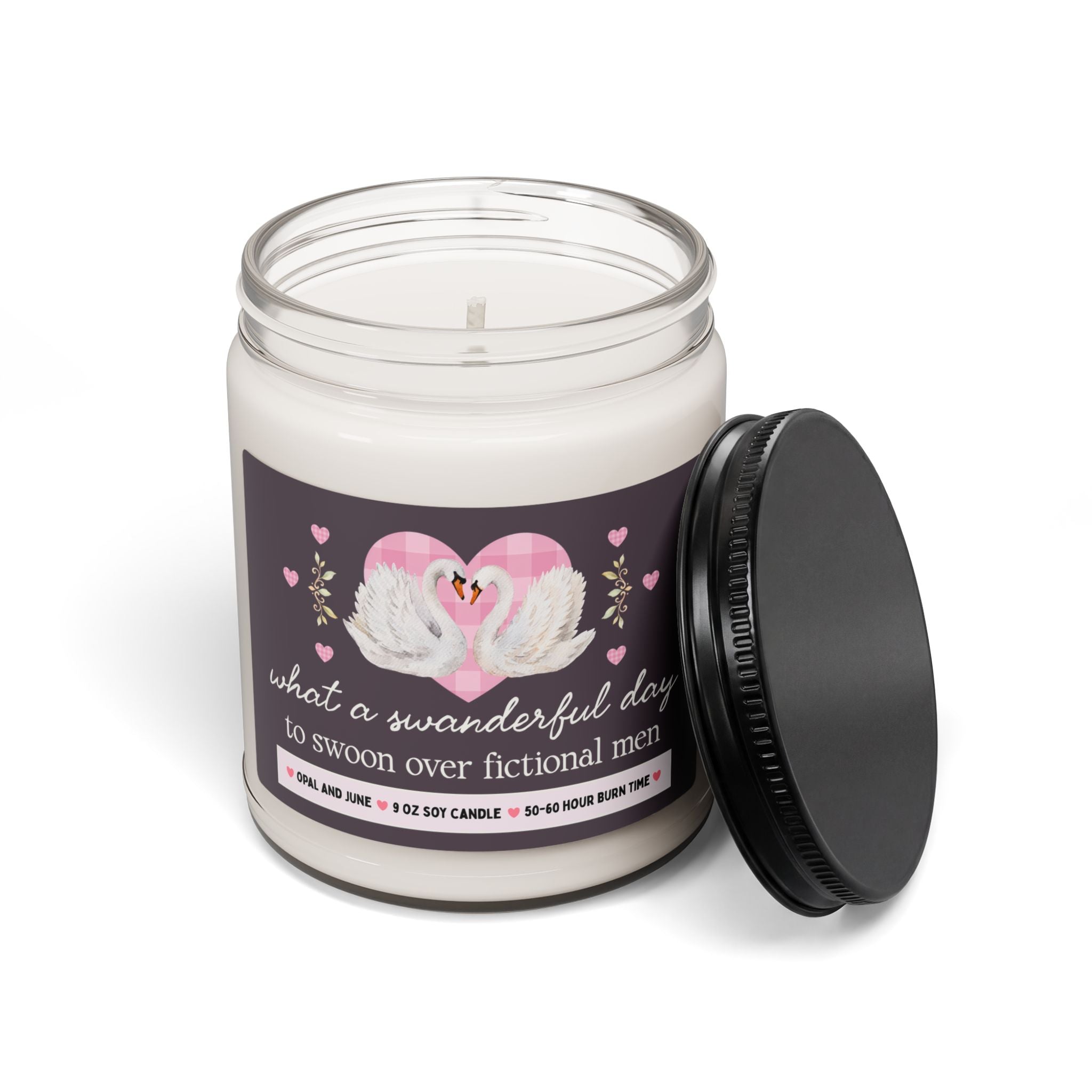 Funny Smut Reader Gift, Candle with Swans: What a Swanderful Day to Swoon Over Fictional Men, 9 Oz Candle for Fantasy Romance Bookworm