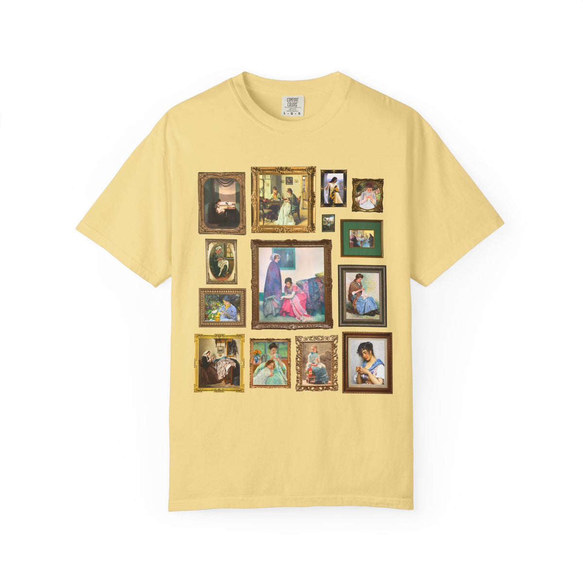Sewing Art History Tee Shirt: Famous Paintings of Women Sewing, Cute Sewing Lover T-Shirt for Museum Lover, Seamstress or Sister Who Sews