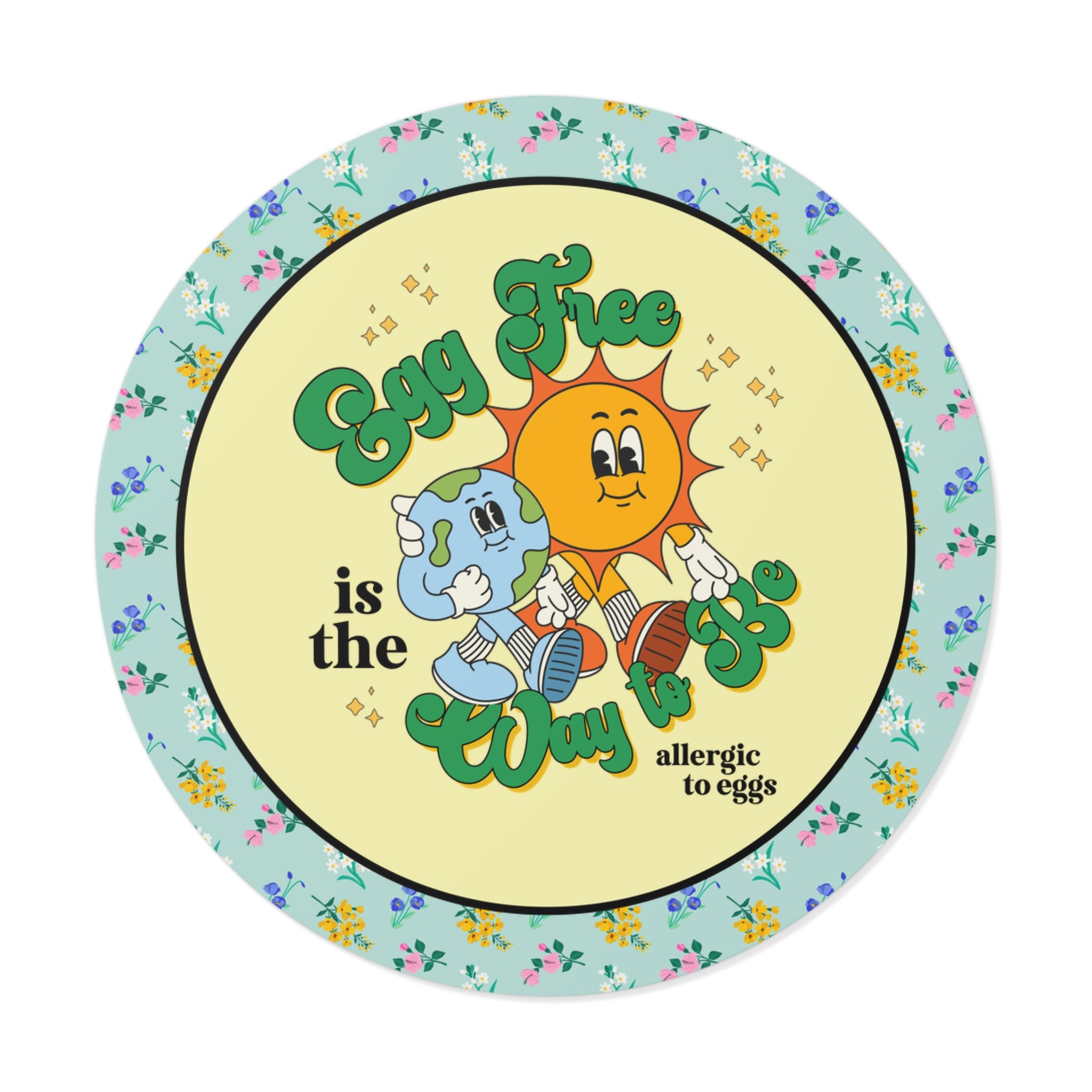 Funny Egg Allergy Sticker with Adorable Retro Vibes: Egg Free is the Way To Be, Gift for Friend with Egg Allergy, Allergy Awareness Sticker