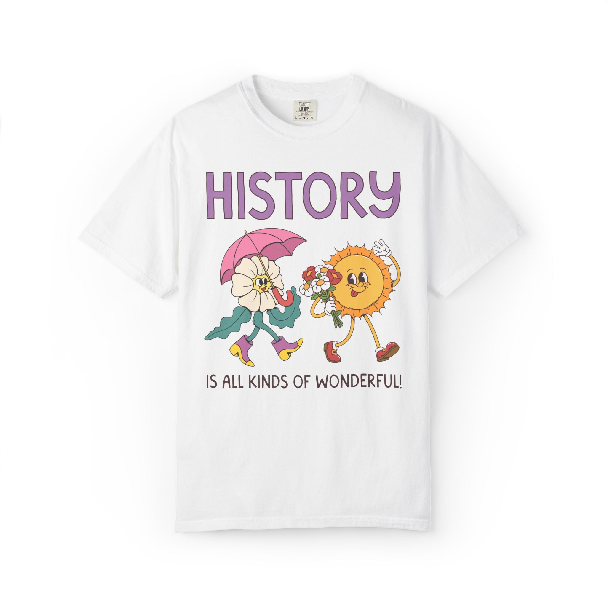 History is All Kinds of Wonderful Teacher Team Tee Shirt for Back to School: Cute Matching History Department Floral Tee with 90s Vibe
