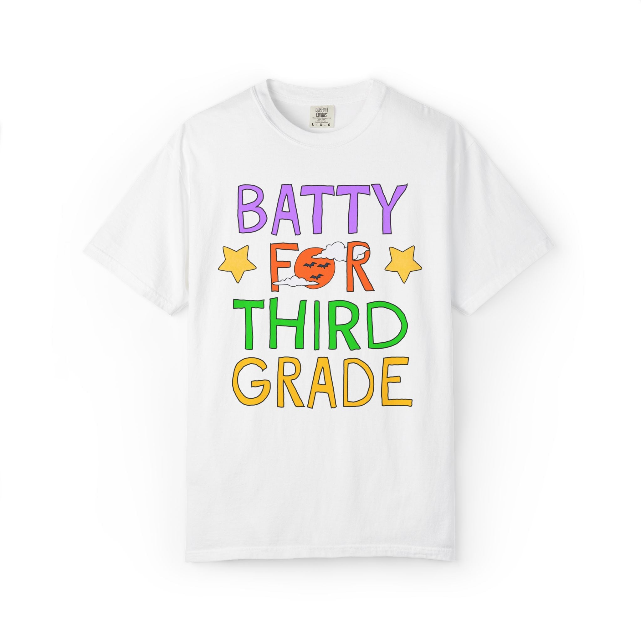 Third Grade Halloween Teacher Tee Shirt: Batty for Third Grade | Cute and Nostalgic Halloween Teacher Team T-Shirt for October, 90s Vibe