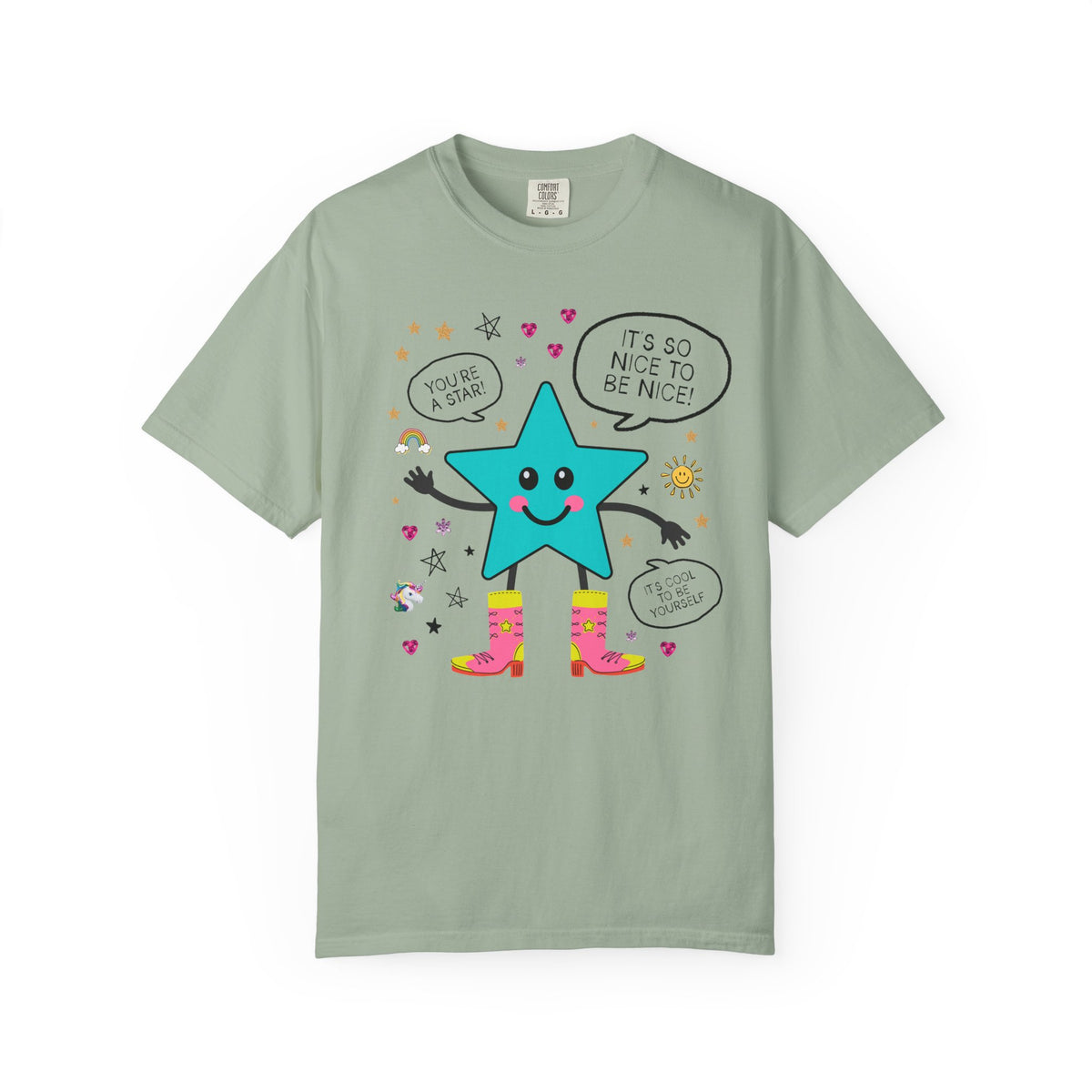 Positive Affirmation Cowboy Star Tee Shirt with Compliments, Cute Early 2000's Aesthetic Positive Teacher or Mom Tee