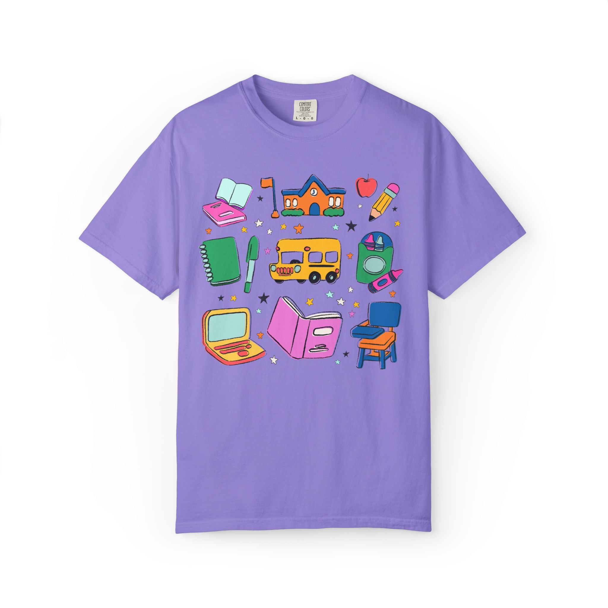 Nostalgic School Supply T-Shirt for Back to School, Cute Matching Teacher Tee, New School Year, Colorful Dopamine Vibe, Paraprofessional Tee