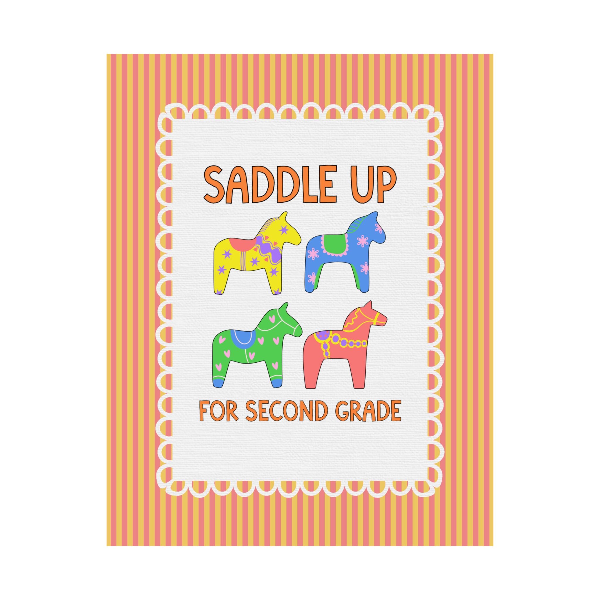 Saddle Up for Second Grade: Teacher Poster Print, Second Grade Teacher, Back to School Gift, Silly Dreamcore Western Aesthetic Horse Print