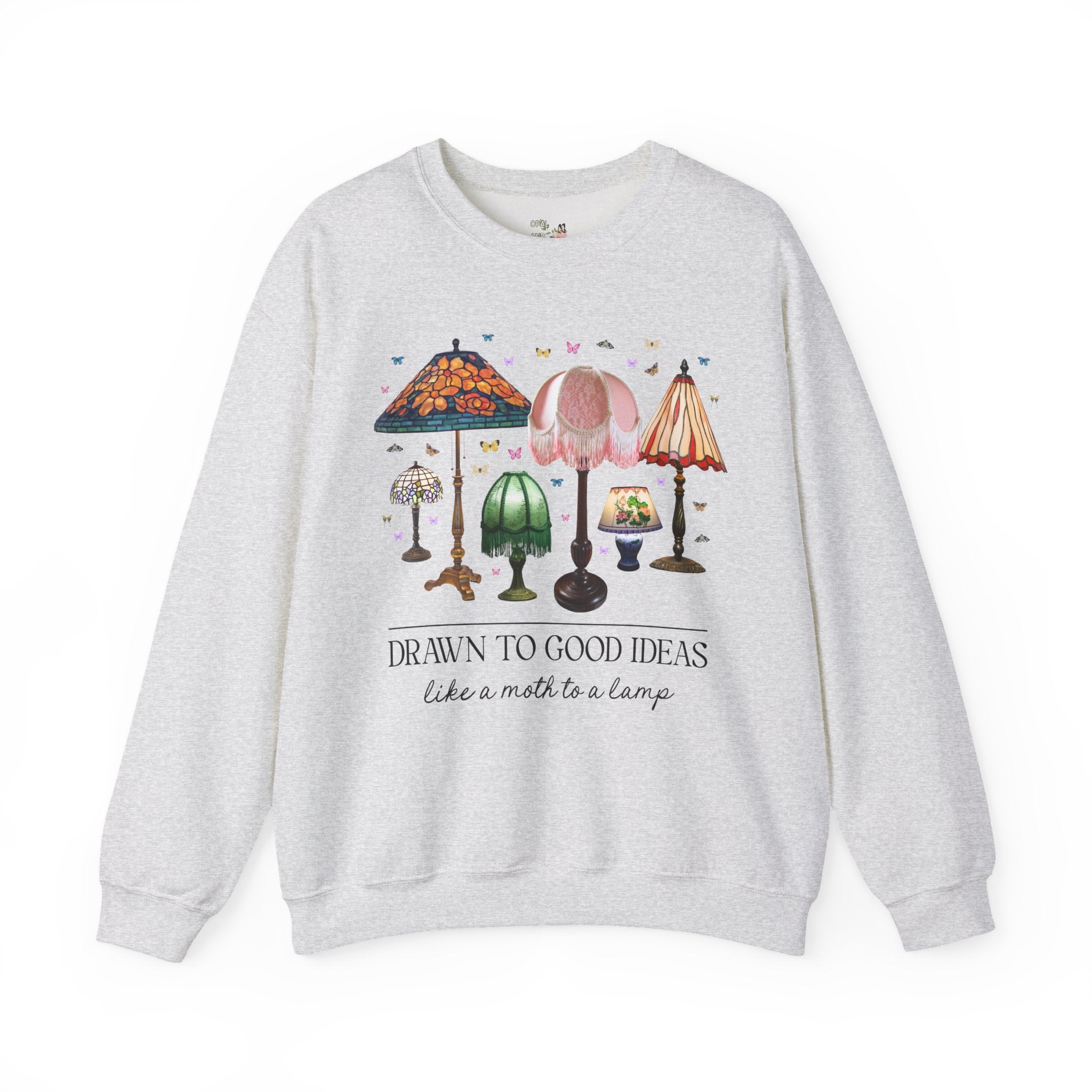 Insect Lover Entomologist or Science Teacher Sweatshirt: Drawn to Good Ideas Like a Moth to a Lamp, Silly Goblincore Scientist Crewneck