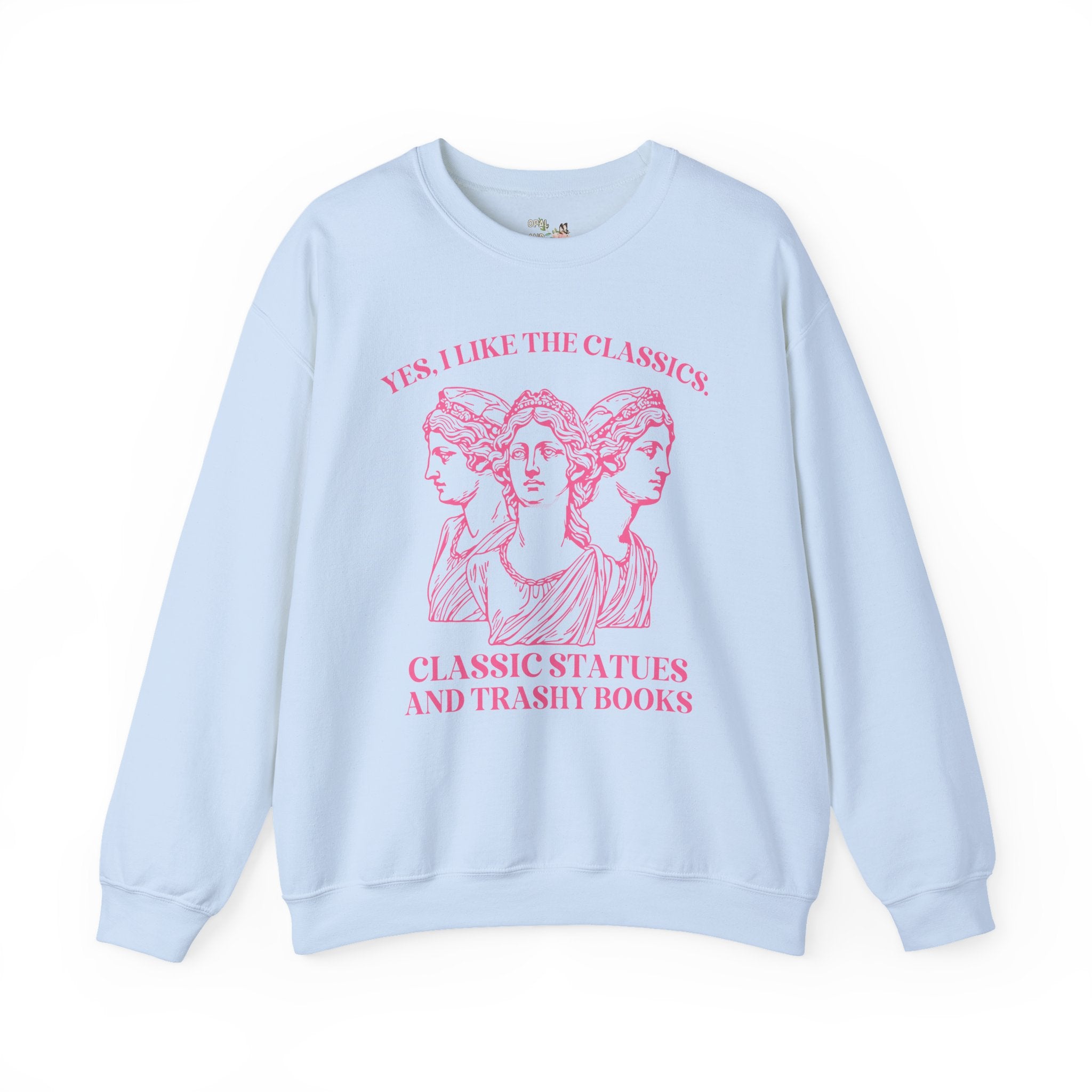 Funny Book Lover Gift Idea for Friend Who Loves Classic Statues and Trashy Books, Silly Bookworm Shirt for Library, Romance Reader Sweatshirt