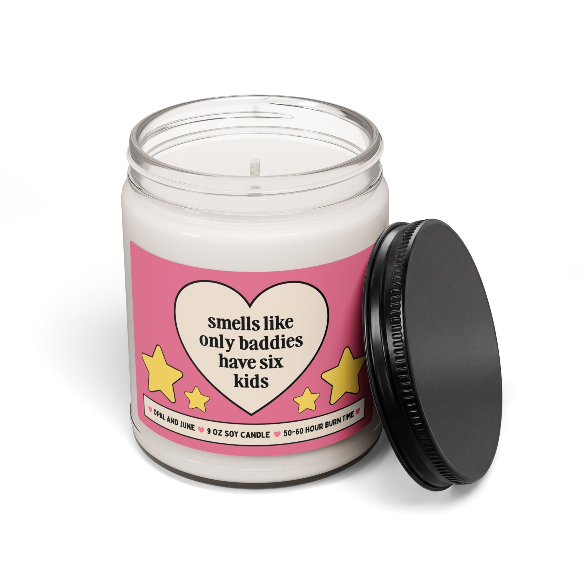 Sixth Time Mom Gift for Friend or Wife Pregnant with Sixth Child: Smells Like Only Baddies Have Six Kids, Toddler or Preschool Mom Candle