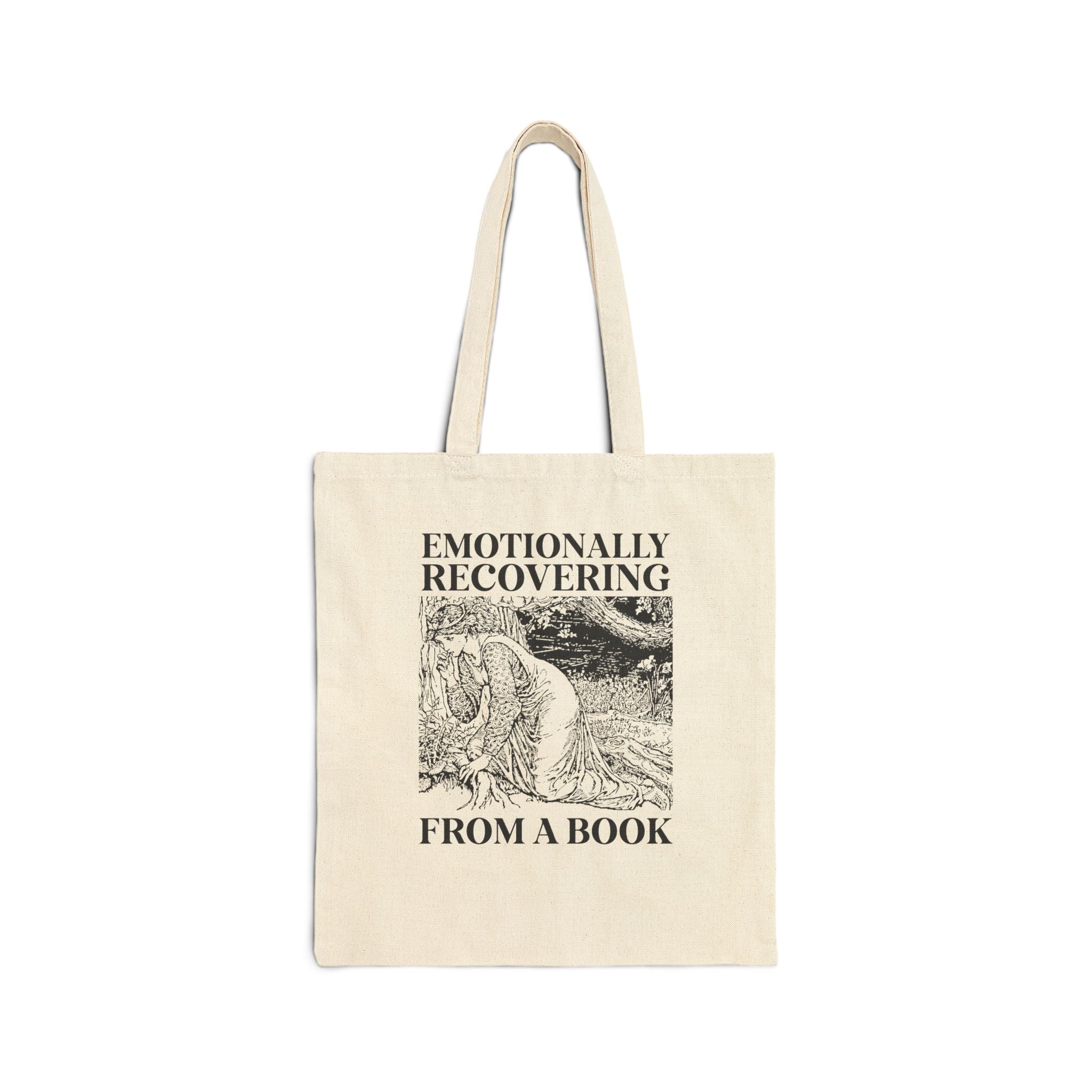 Emotionally Recovering from a Book Tote Bag for Romance Reader or Fantasy Reader, Cute Bookish Tote for Medieval Historical Fiction Bookworm