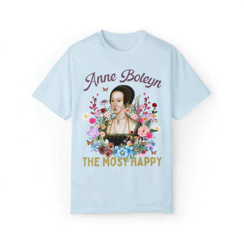 cute tudor history tee shirt with flowers: anne boleyn