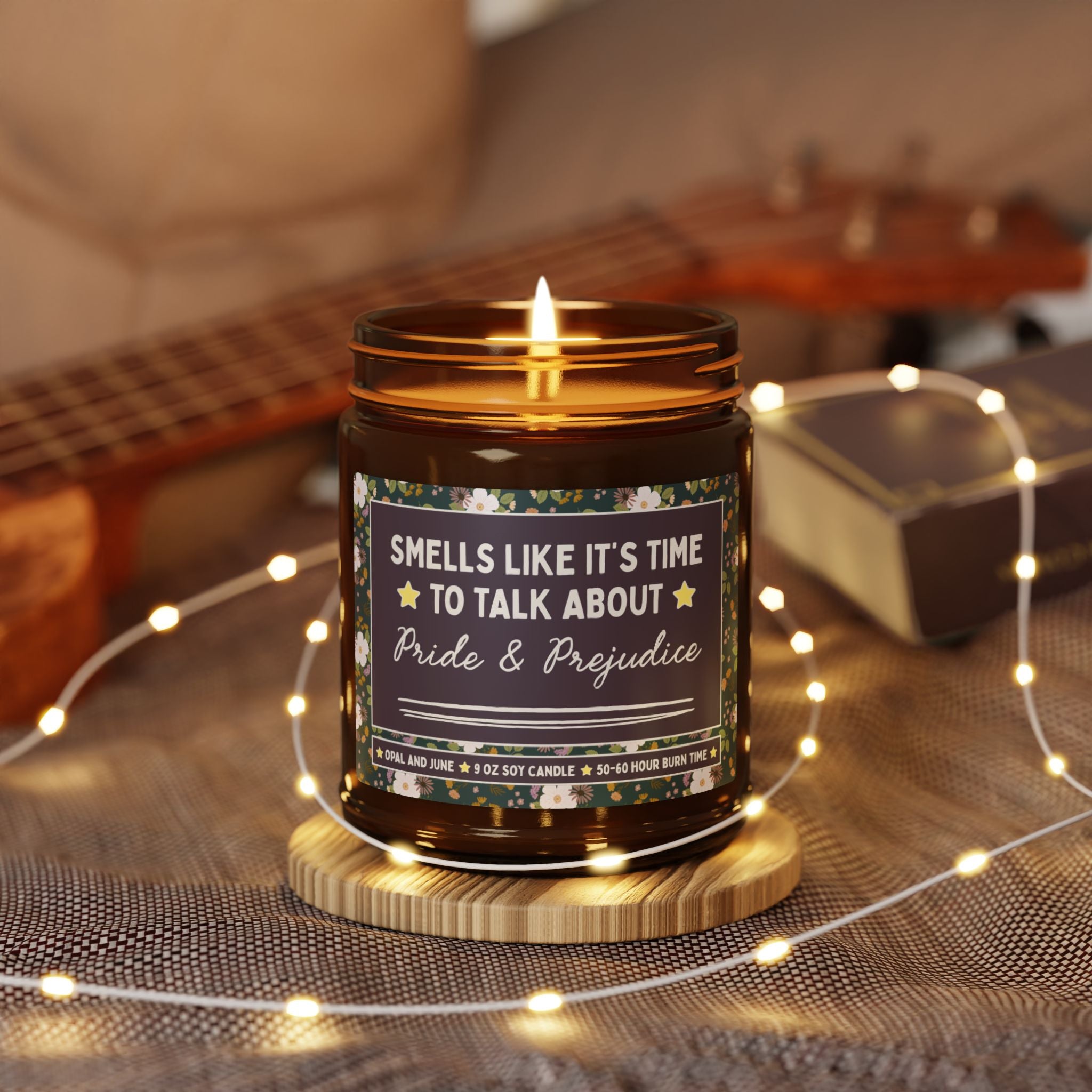 Smells Like It's Time to Talk About Pride and Prejudice: 9 Oz Soy Candle for Reader, Cute Jane Austen Gift for Bookworm, Elizabeth Bennet
