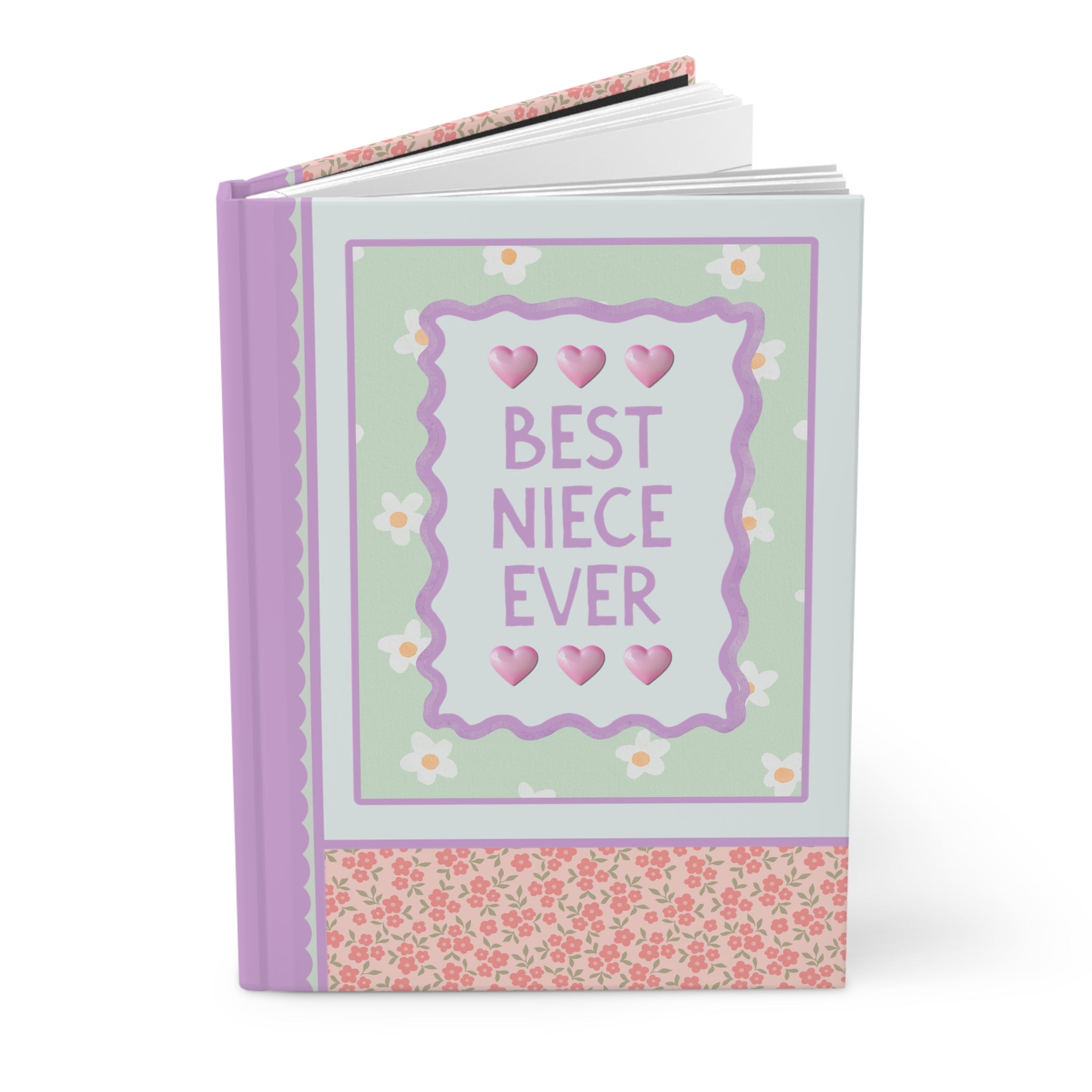 Best Niece Ever Hardcover Notebook | Pastel 90s Aesthetic Journal with Hearts, Gift from Aunt or Uncle, Notebook for Niece