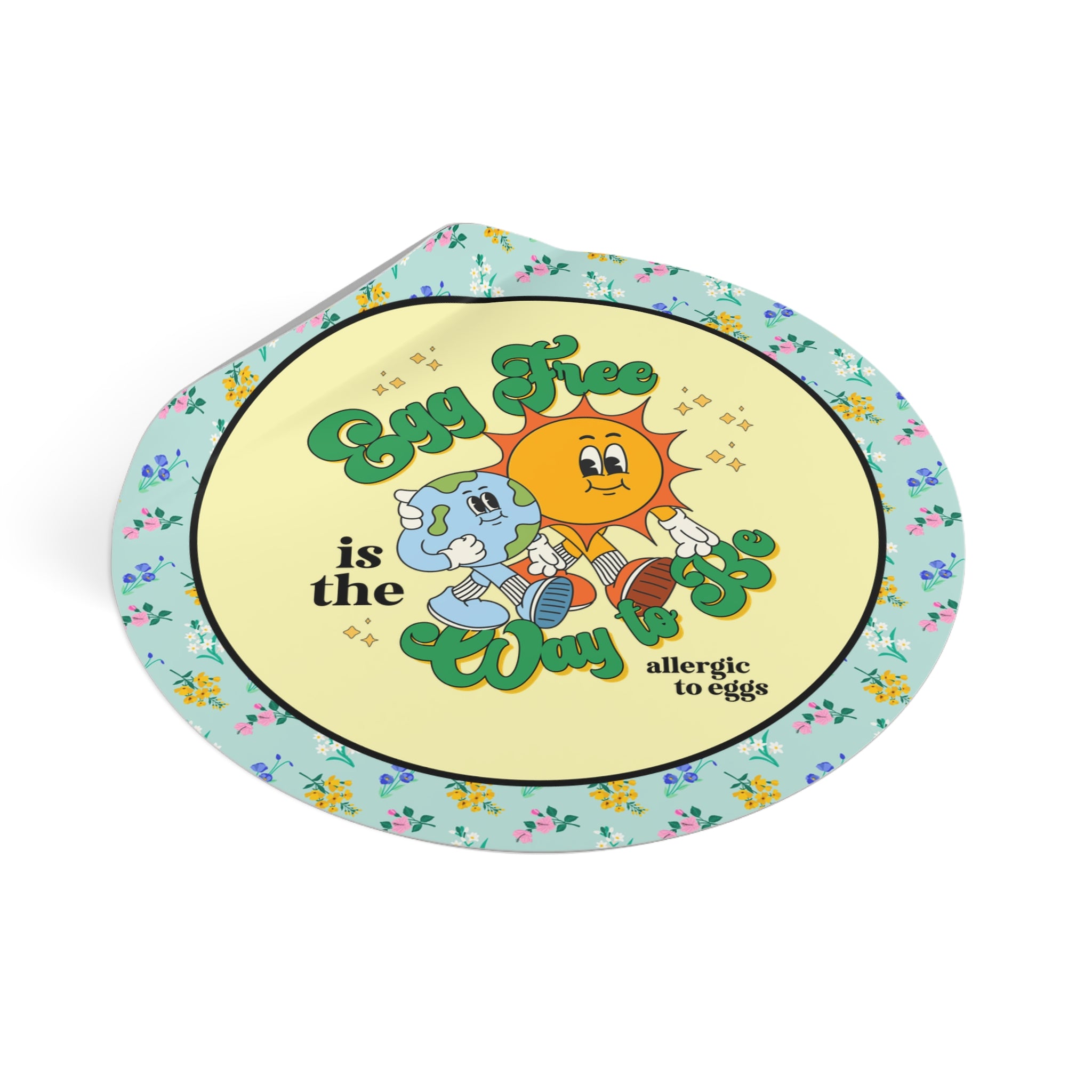 Funny Egg Allergy Sticker with Adorable Retro Vibes: Egg Free is the Way To Be, Gift for Friend with Egg Allergy, Allergy Awareness Sticker