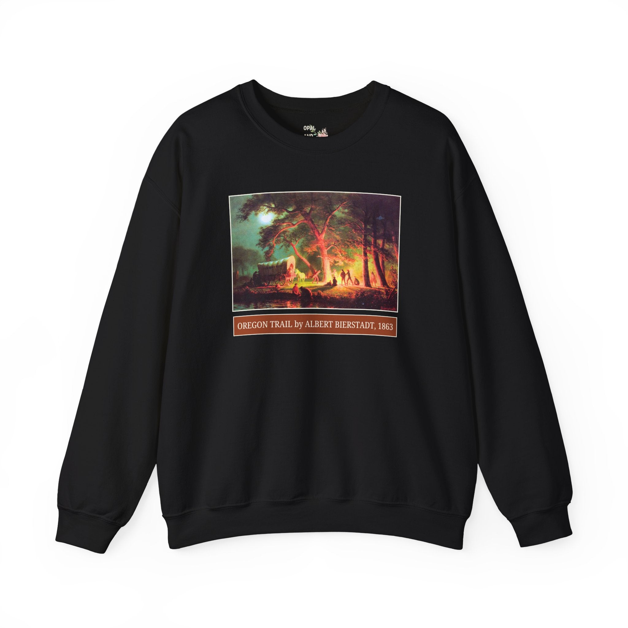 Oregon Trail Campfire by Albert Bierstadt Art History Lover Sweatshirt: Famous Painting of American West History, Westward Expansion History