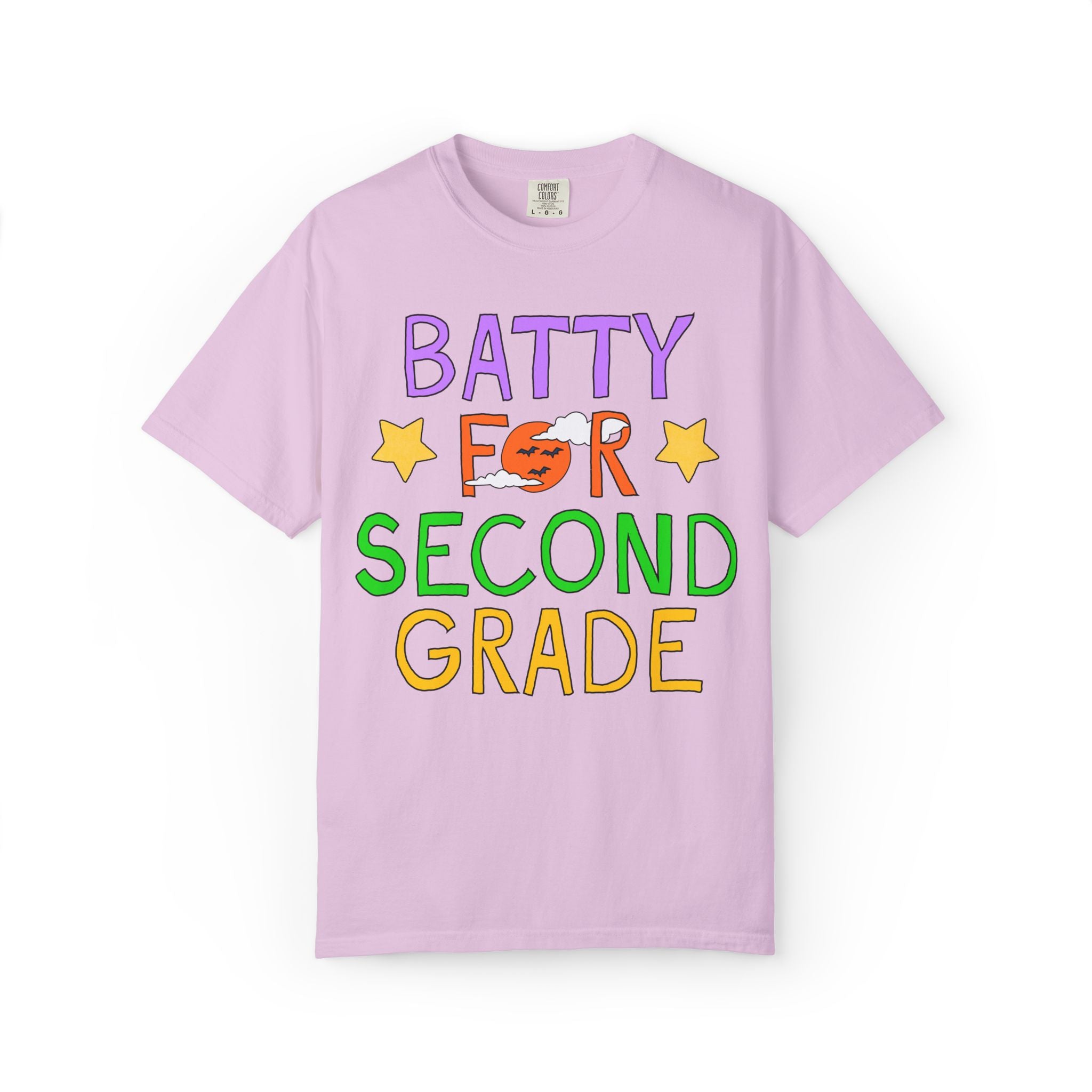 Second Grade Halloween Teacher Tee Shirt: Batty for Second Grade | Cute and Nostalgic Halloween Teacher Team T-Shirt for October, 90s Vibe