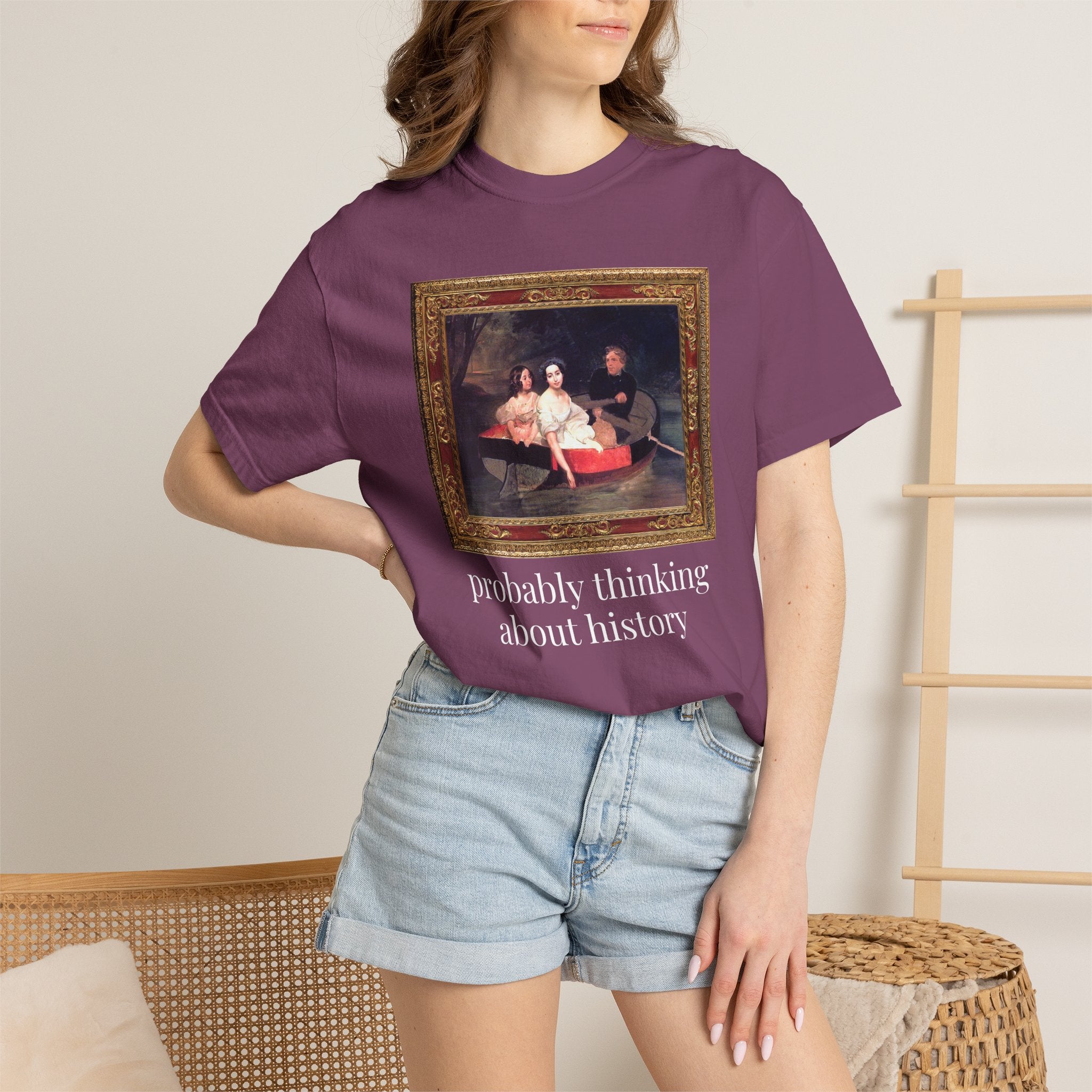Probably Thinking About History Tee Shirt with Famous Painting: Cute Art History Buff or History Professor T-Shirt for History Lover