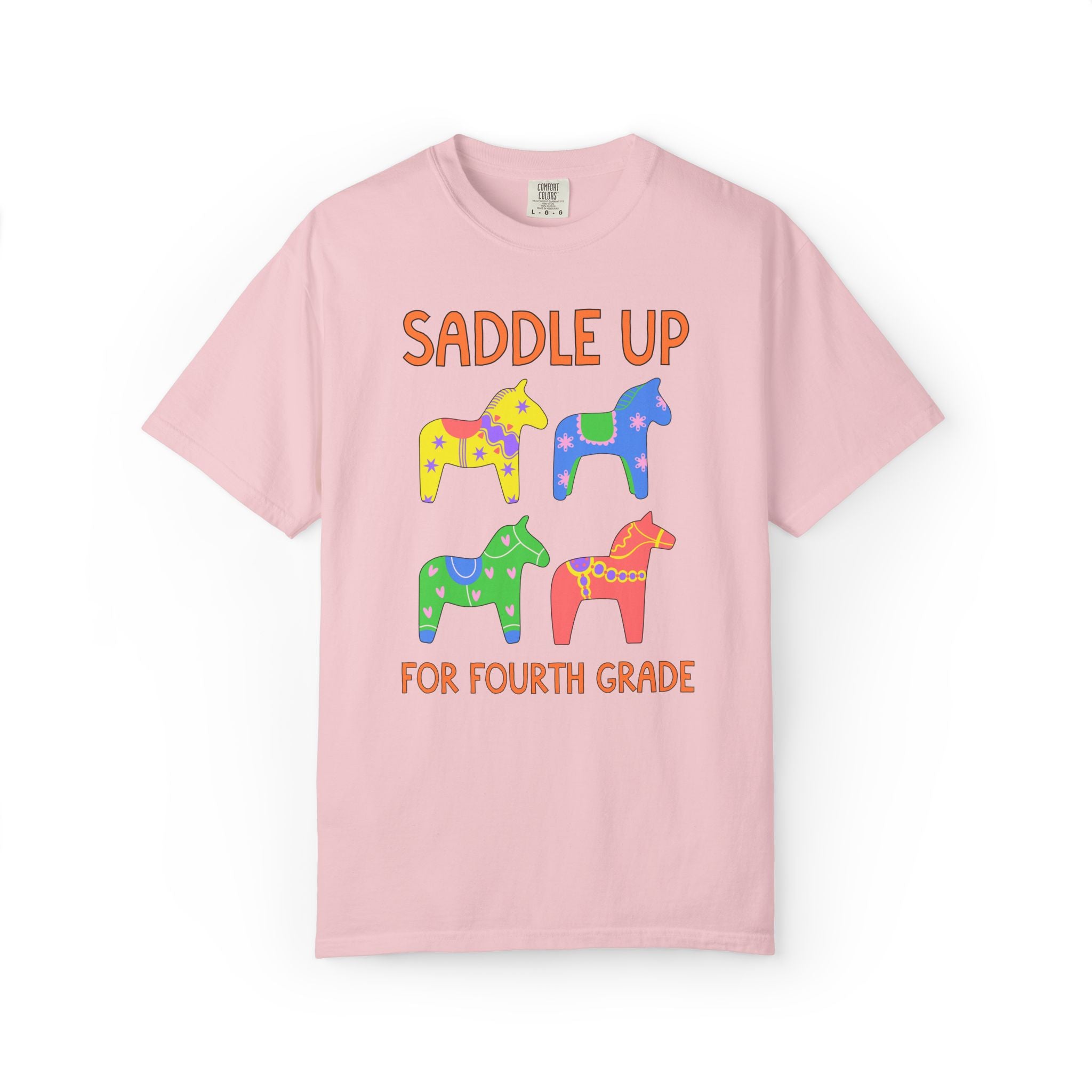Saddle Up for Fourth Grade: Cute Fourth Grade Teacher Team T-Shirt, Silly Dreamcore Tee with Horses, Student Teacher or Paraprofessional Tee