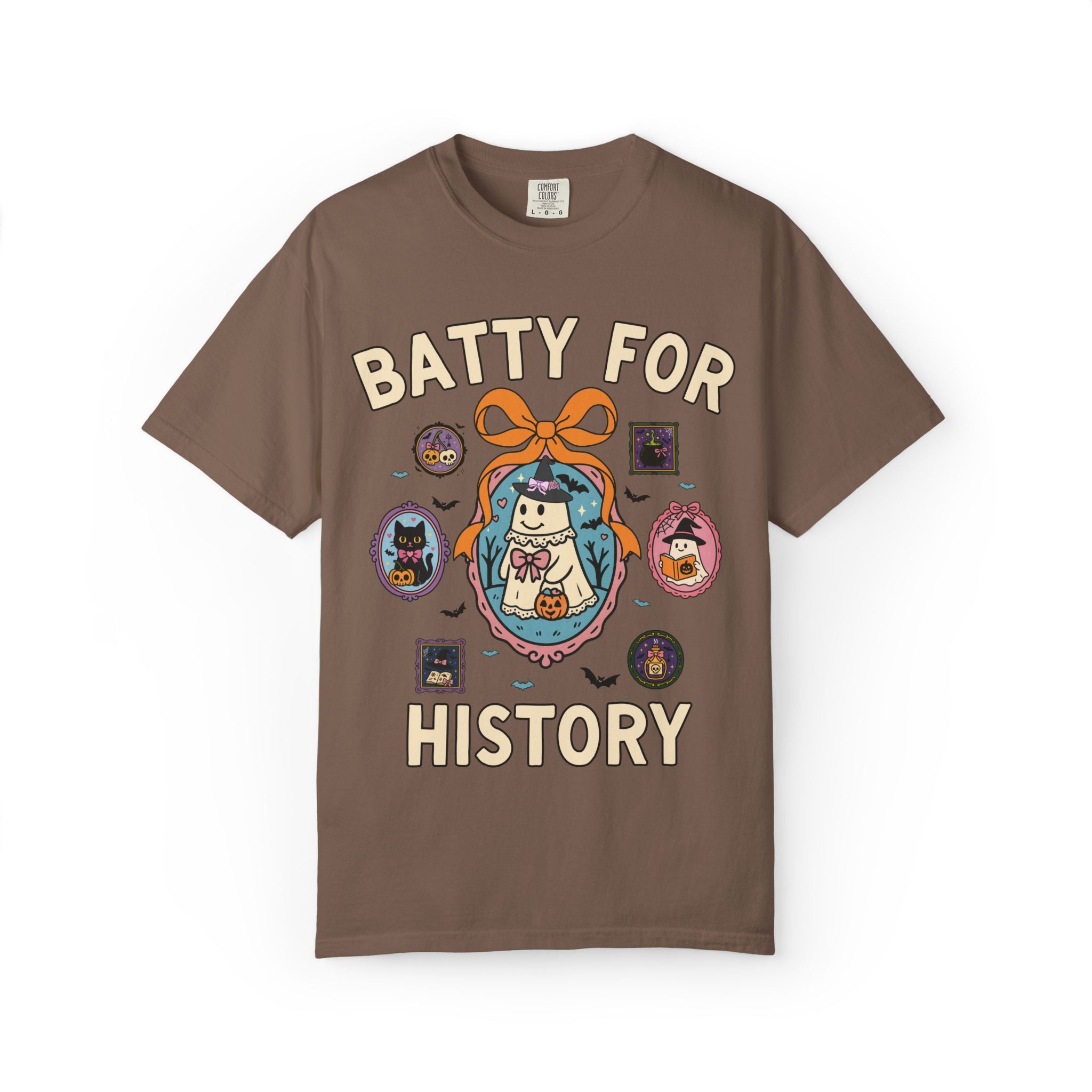 Batty for History Halloween History Buff T-Shirt with Cute Witchy Ghosts, Silly Spooky Season Historian T-Shirt for Fall or Halloween
