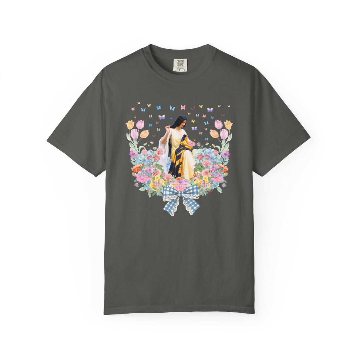Stitching the Standard by Edmund Blair Leighton, Floral Art History T-Shirt for Seamstress or Fashion Designer Major, Cute Sewing Tee