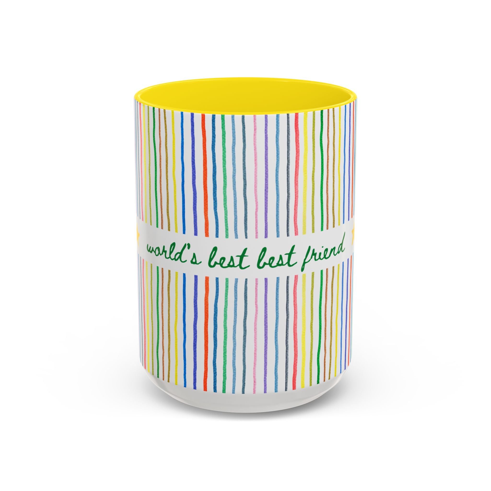 World's Best Best Friend Coffee Mug: 15 Oz Coffee Mug for Best Friend's Birthday, Cute Thank You or Appreciation Gift for Friend, Mug with Stripes