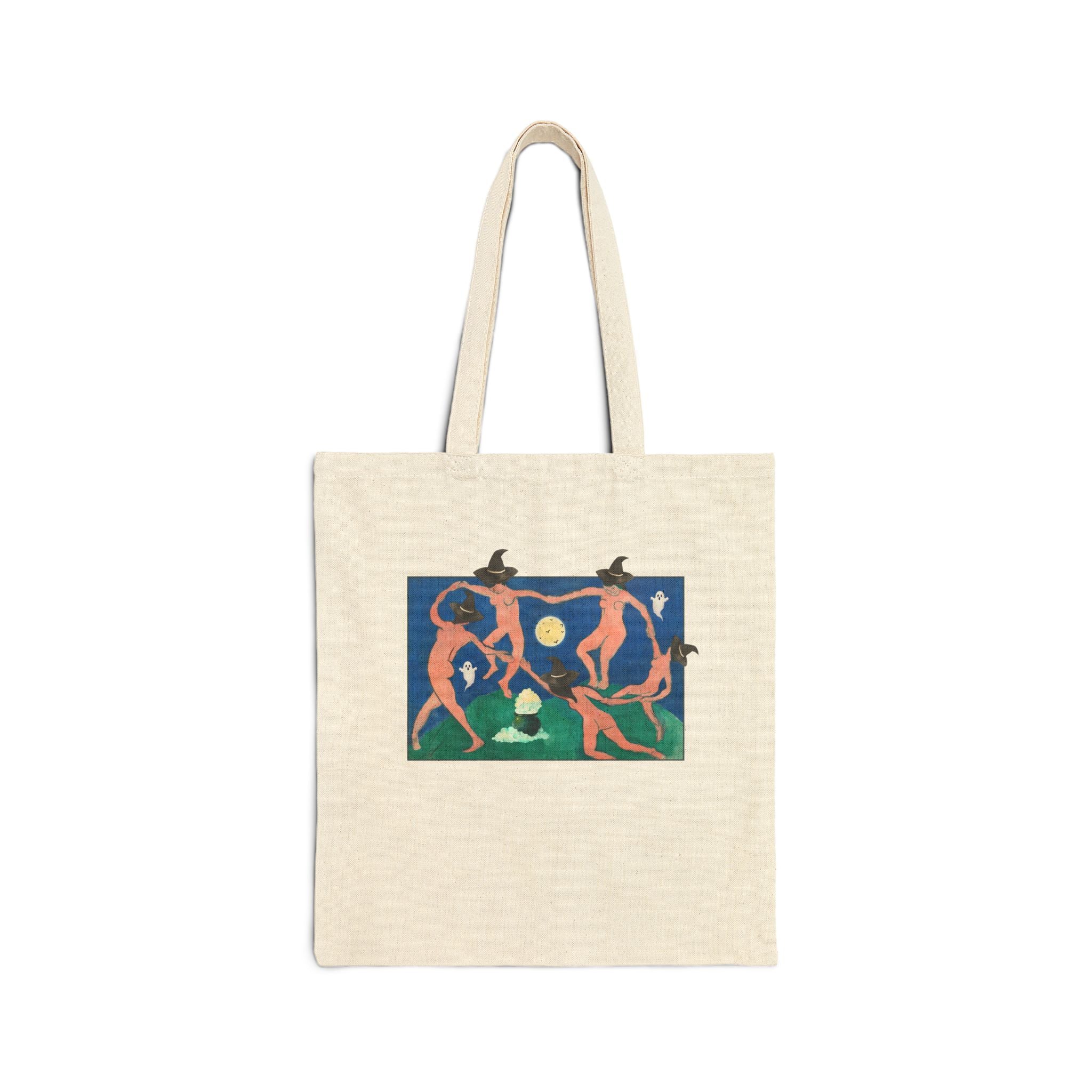 Halloween Art History Buff Tote Bag with Spooky Witches and Ghosts: Henri Matisse Dance Early 1900s Famous Painting, French Art History Tote