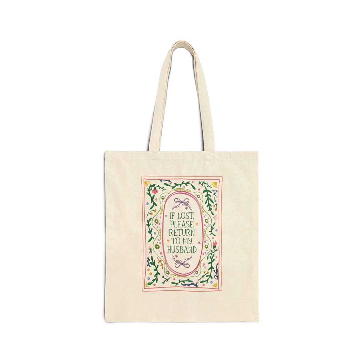 Funny Wife Tote Bag for Newly Engaged Bride or Newly Married Wife, Silly Maximalist Floral Whimsy Wife Tote Bag from Husband or Spouse