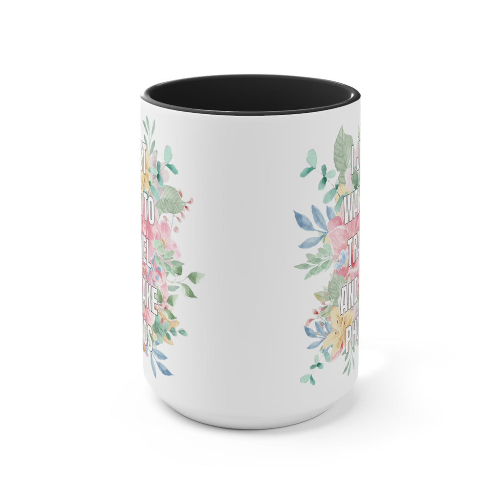 Floral Aesthetic Gift for Photographer Who Loves to Travel: 15 Oz Coffee Mug