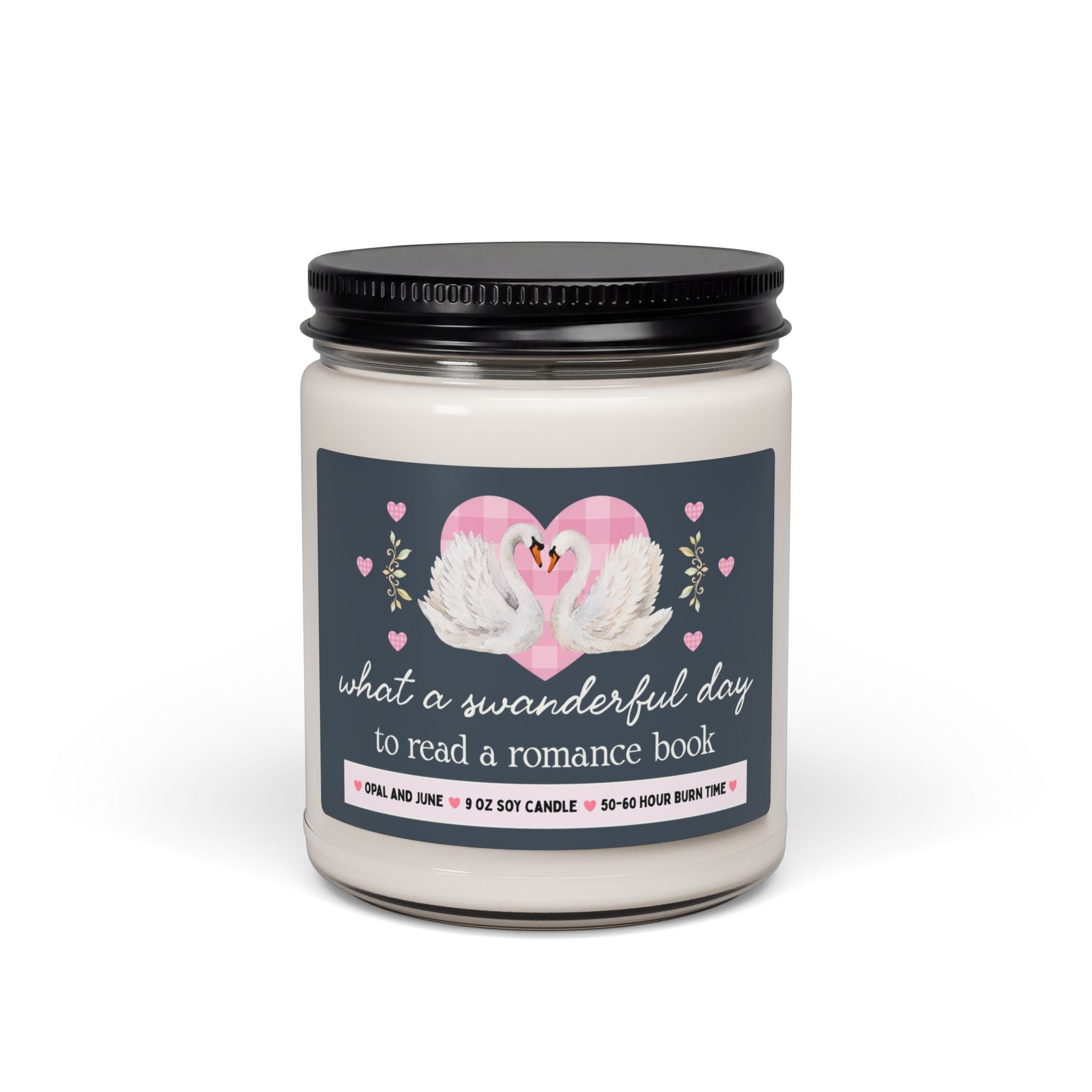Romance Book Reader Candle with Swans: What a Swanderful Day to Read a Romance Book, 9 Oz Soy Candle for Librarian, Fantasy Romance Bookworm