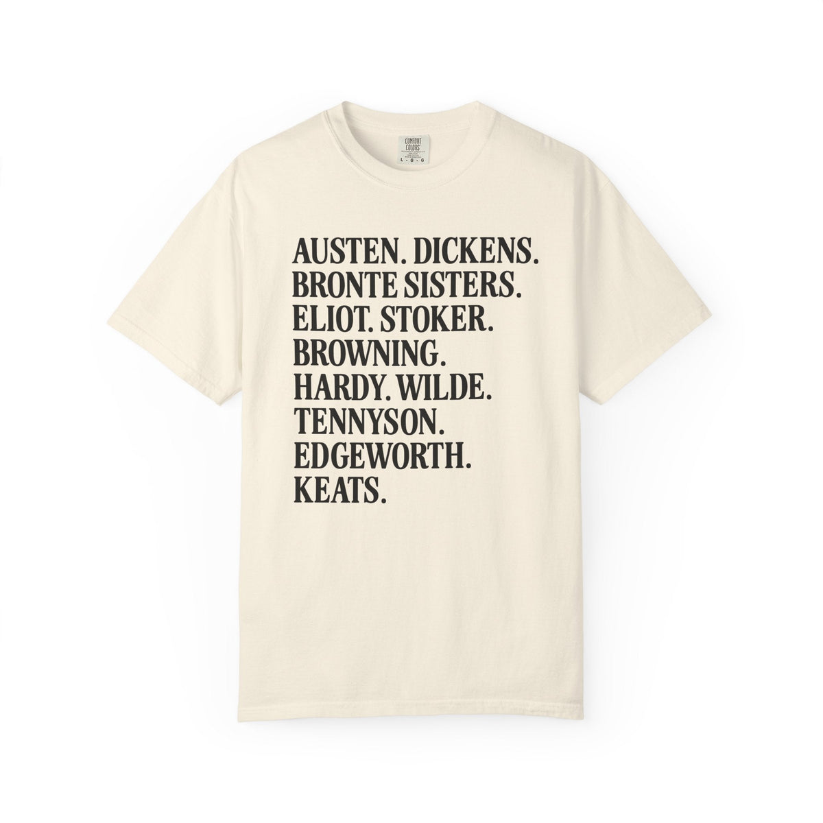19th Century English and Irish Famous Writers and Novelists Tee Shirt: List of 1800s Writers Including Jane Austen, George Eliot, Bram Stoker - Opal and June