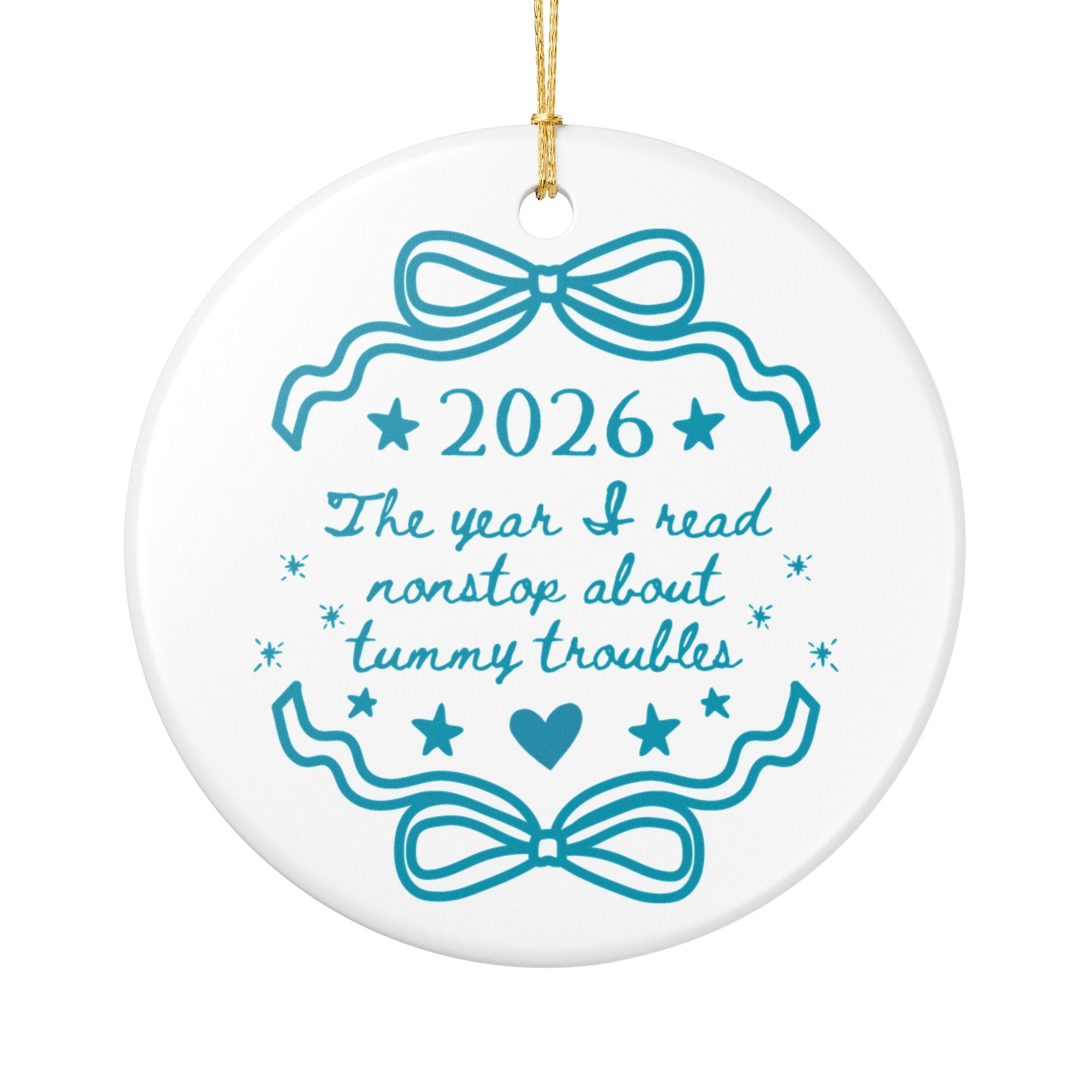2026: The Year I Read Nonstop About Tummy Troubles | Funny Book Love Ornament for Friend with Anxiety or GERD Reflux Issues, Tummy Ache Survivor - Opal and June