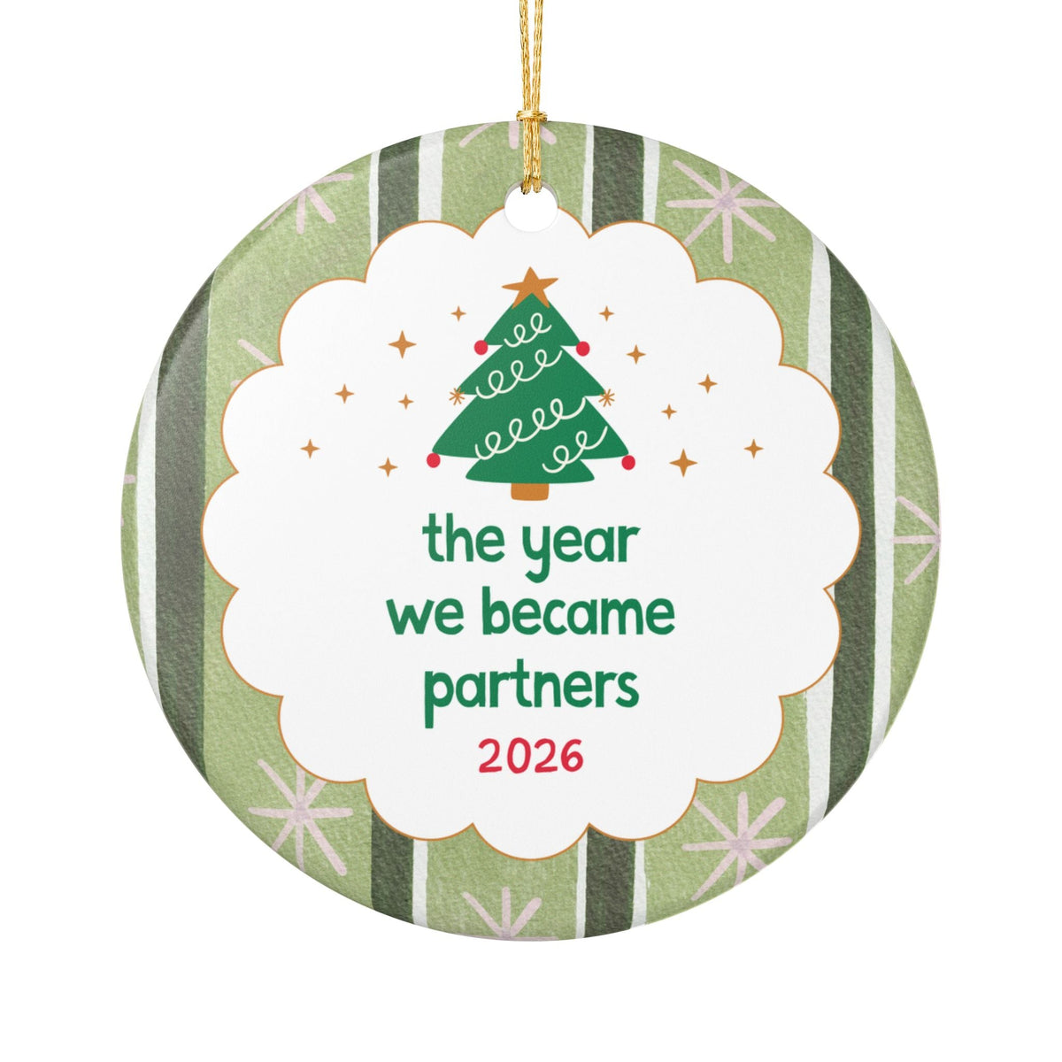 2026: The Year We Became Partners Nostalgic Christmas Ornament with Stripes | Cute Holiday Ornament for Business Partner or Coworker - Opal and June