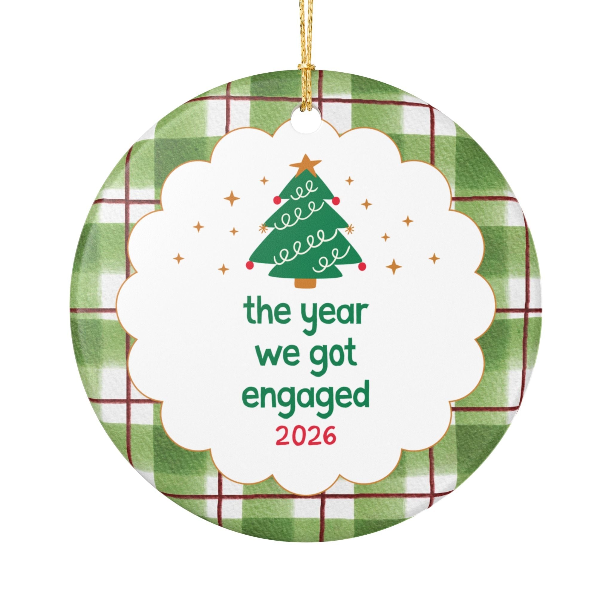 2026: The Year We Got Engaged Nostalgic Christmas Ornament for Newly Engaged Couple, Sweet Colorful Maximalist Xmas Ornament for Fiancee - Opal and June