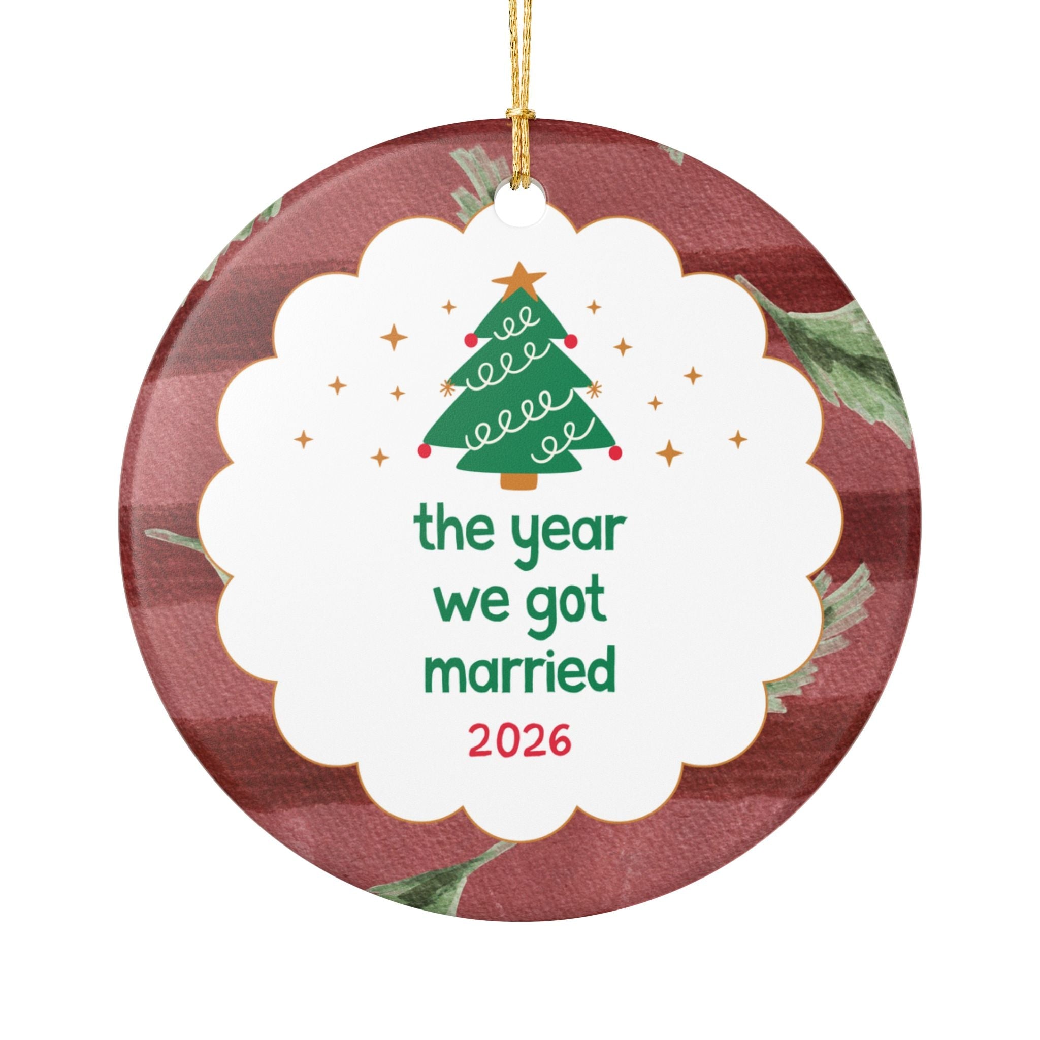 2026: The Year We Got Married Nostalgic Holiday Ornament for First Married Christmas, Colorful Maximalist Holiday Ornament for Wife or Husband - Opal and June