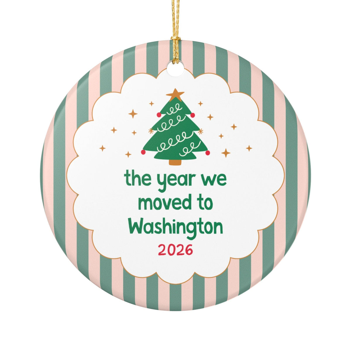 2026: The Year We Moved to Washington Nostalgic Christmas Ornament, Family Who Moved to Washington in 2026, Family Moving Gift Xmas - Opal and June