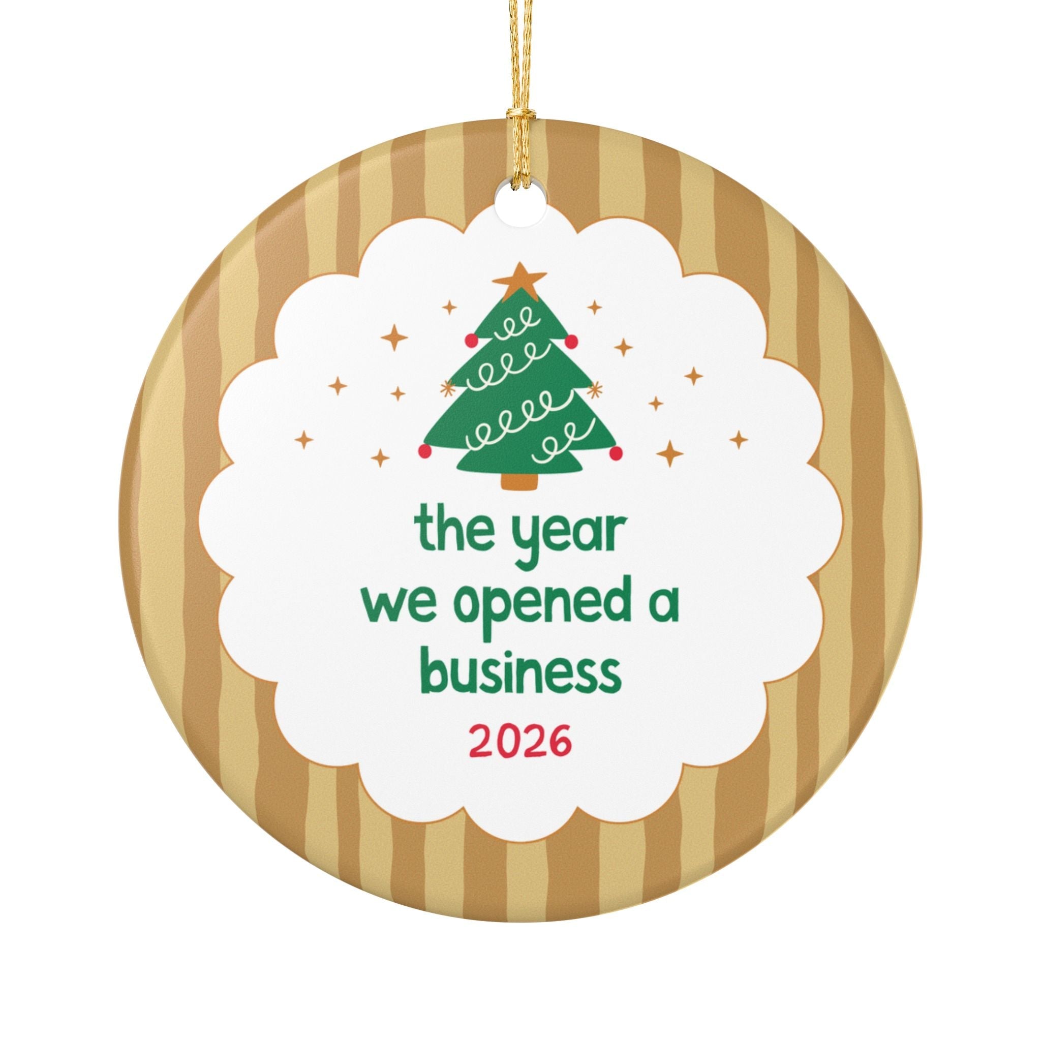 2026: The Year We Opened a Business Nostalgic Christmas Ornament with Stripes | Colorful Maximalist Holiday Ornament for Coworker or New Business Partner - Opal and June